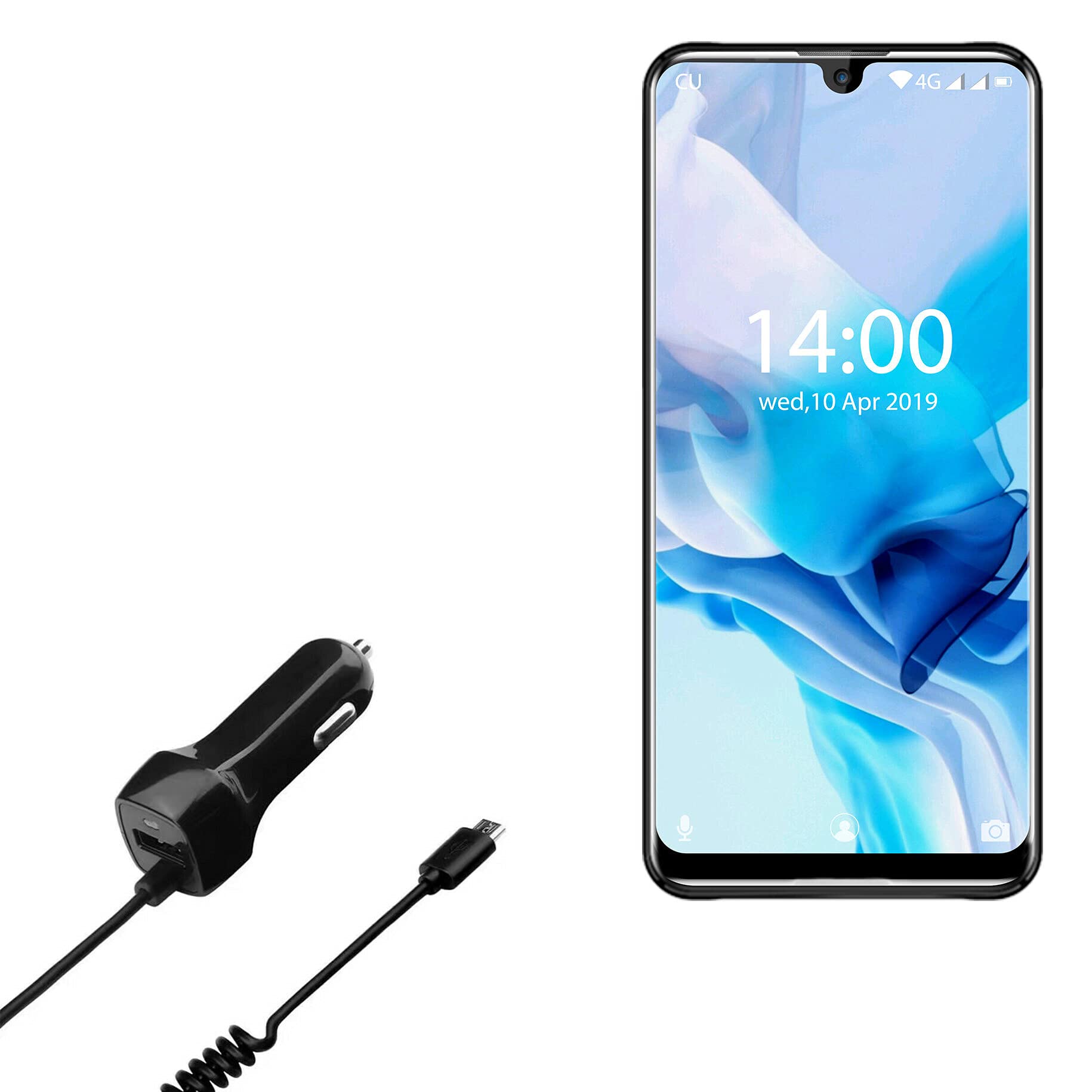 BoxWave Car Charger for Oukitel K9 - Fast Charging Dual USB Port Car Adapter with Built-in Cable - Perfect for Road Trips & Daily Commutes (Black)