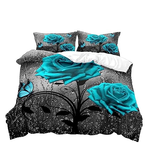 Teal Rose & Butterfly