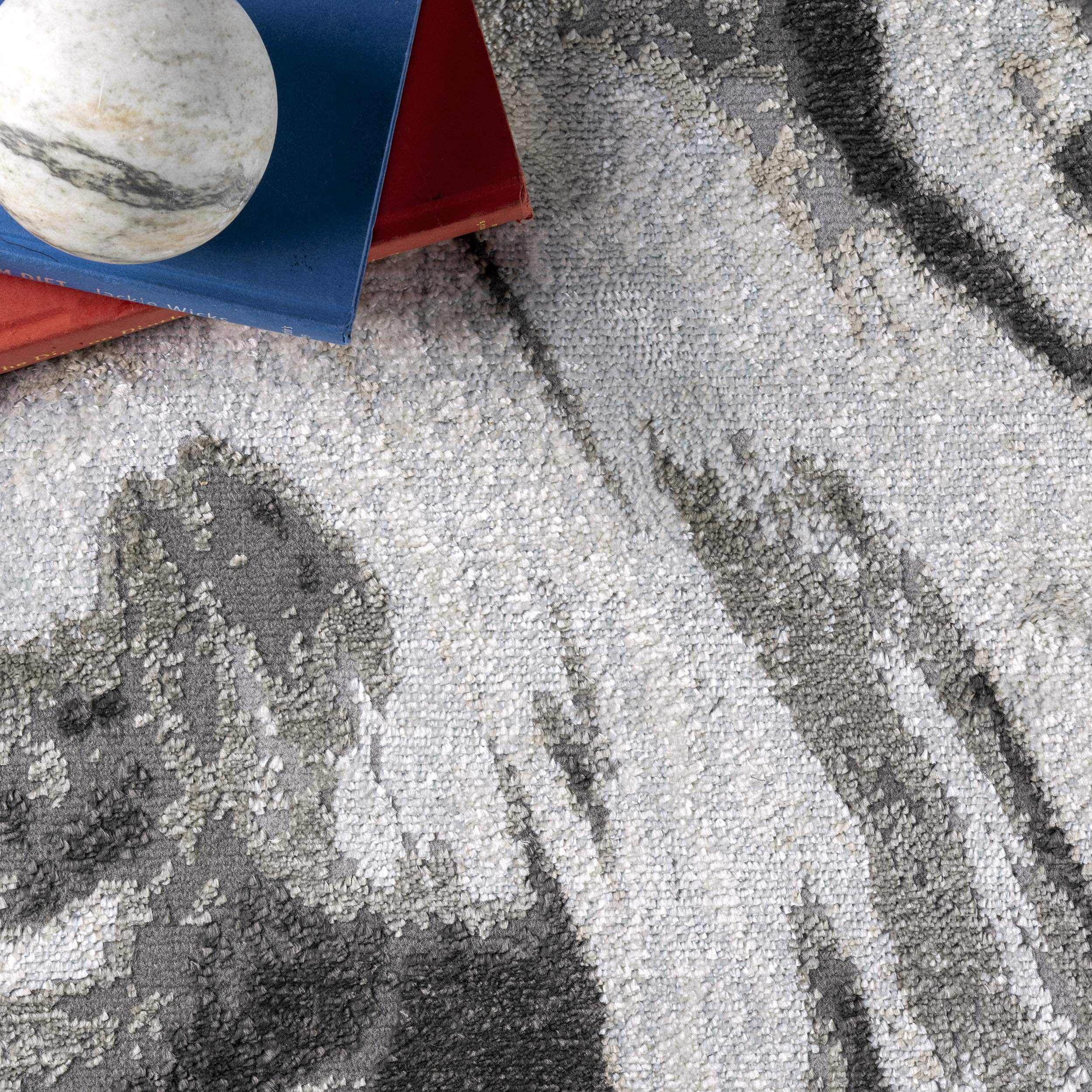 nuLOOM Drea Marble Abstract Area Rug 4x6 Feet, Soft Non-Slip Modern Grey Carpet for Living Room, Bedroom & Office Decor