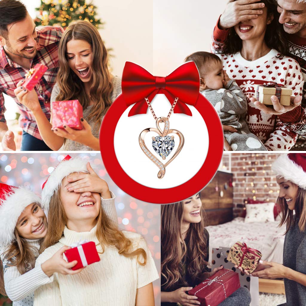 LAVUMO Heart Necklace & Earrings Set - Romantic Anniversary Birthday Gift for Women, Wife, Mom, Girlfriend | Perfect for Valentine's Day, Mother's Day, Wedding & Special Occasions