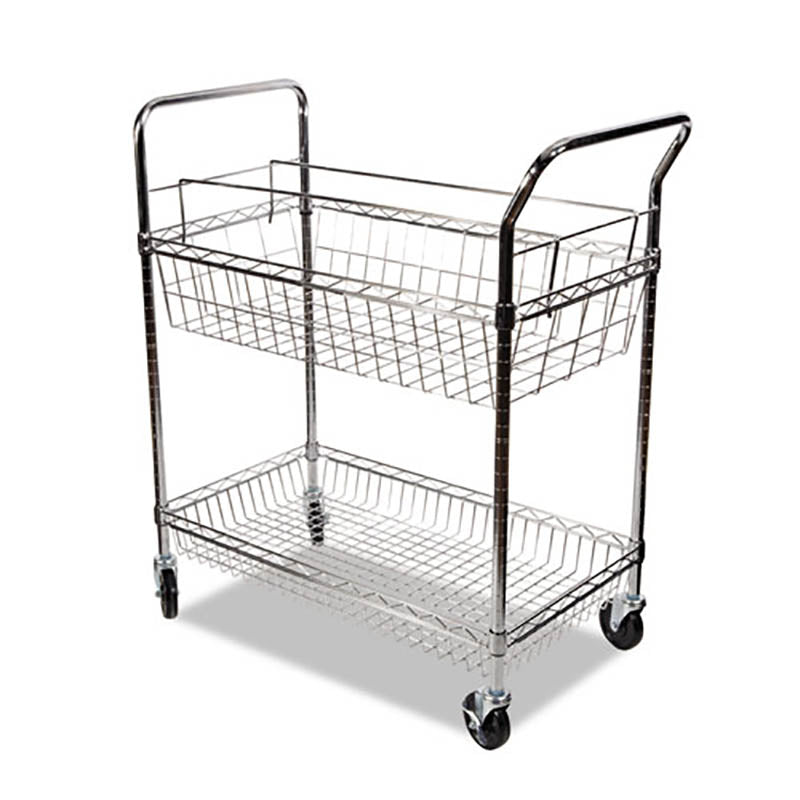 Heavy Duty 2-Tier Mail Cart with Wheels - 34.8
