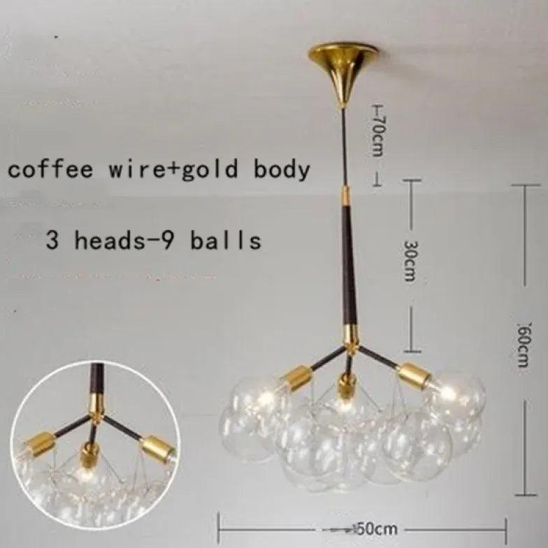 Elegant Transparent Glass Bubble Chandelier - Modern Artistic Lighting Fixture for Dining Room, Living Room & Bedroom Decor