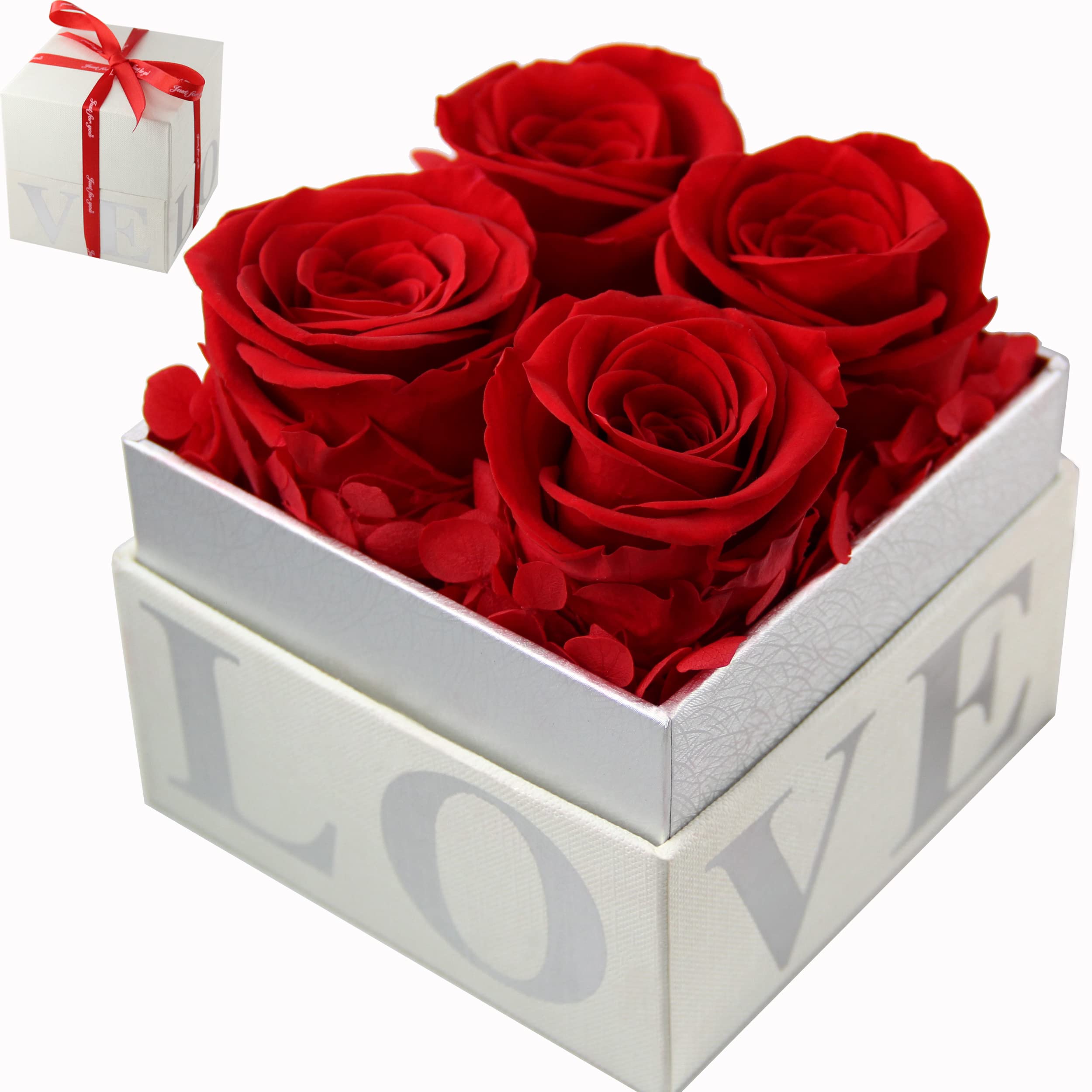 Forever Rose in Clear Acrylic Ring Box - Preserved Artificial Flower Gift for Women, Mothers Day, Valentine's Day, Anniversary, Christmas & Birthday - Perfect for Romantic Surprises, Home Decor, and Special Occasion Gifts