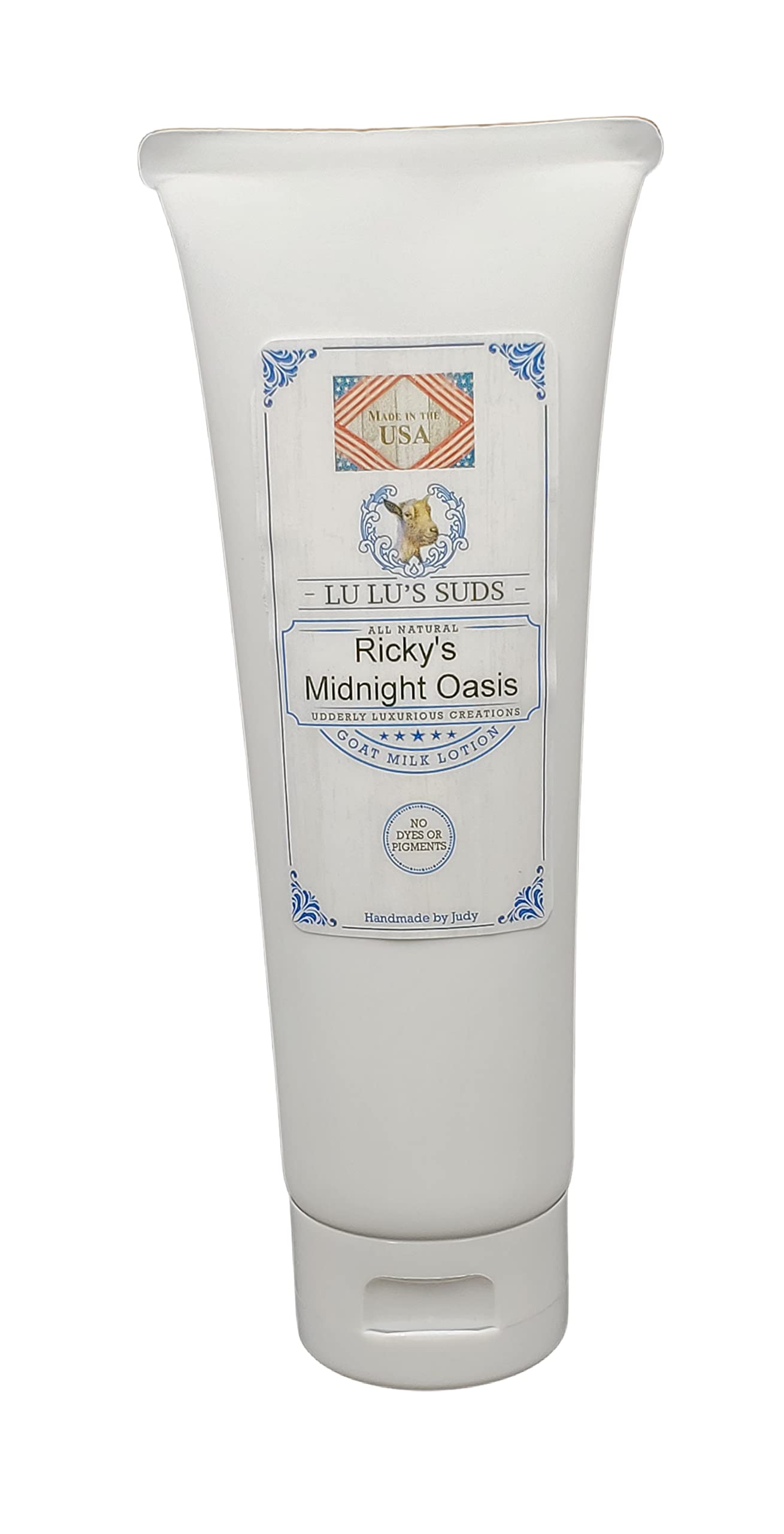 Lu Lu's Suds Goat Milk Lotion - Ricky's Midnight Oasis Scent, 4 oz | Ultra-Moisturizing Natural Skincare for Dry & Sensitive Skin | Perfect for Nighttime Hydration & Relaxation