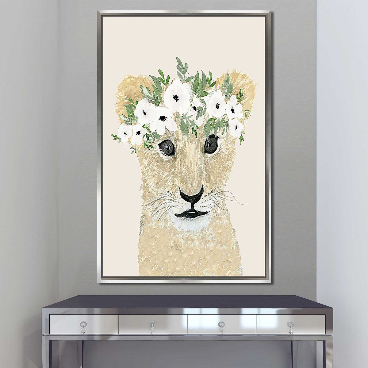 Little Lion Print Floating Canvas Wall Art - Modern Nursery Decor, Kids Room Decor, Baby Shower Gift - Perfect for Bedroom, Playroom & Nursery Decorations