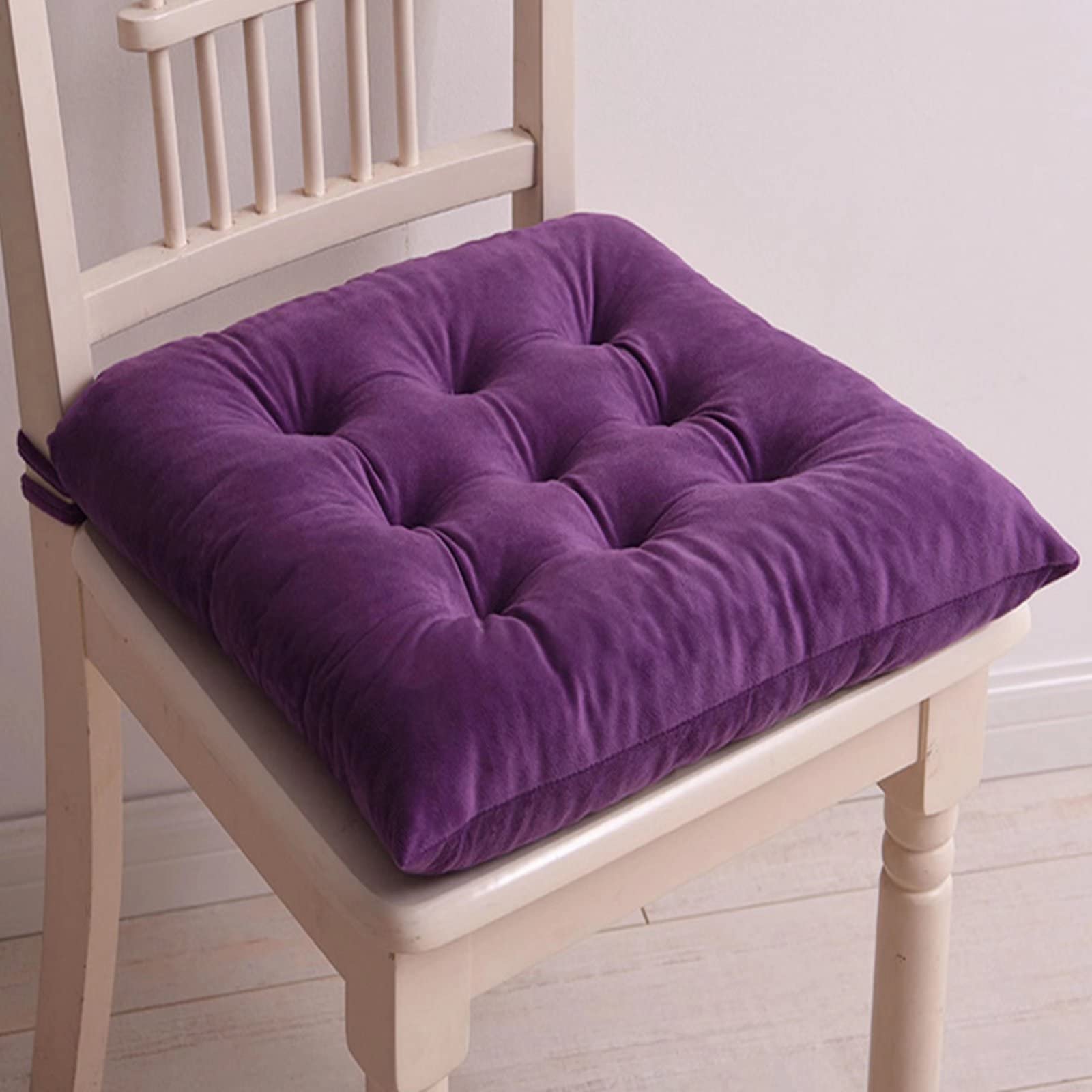 4-Pack Non-Slip Memory Foam Dining Chair Cushions with Ties - Double-Sided Purple Kitchen Chair Pads for Indoor & Outdoor Use - Perfect for Dining Rooms, Patios, and Backyard Gatherings