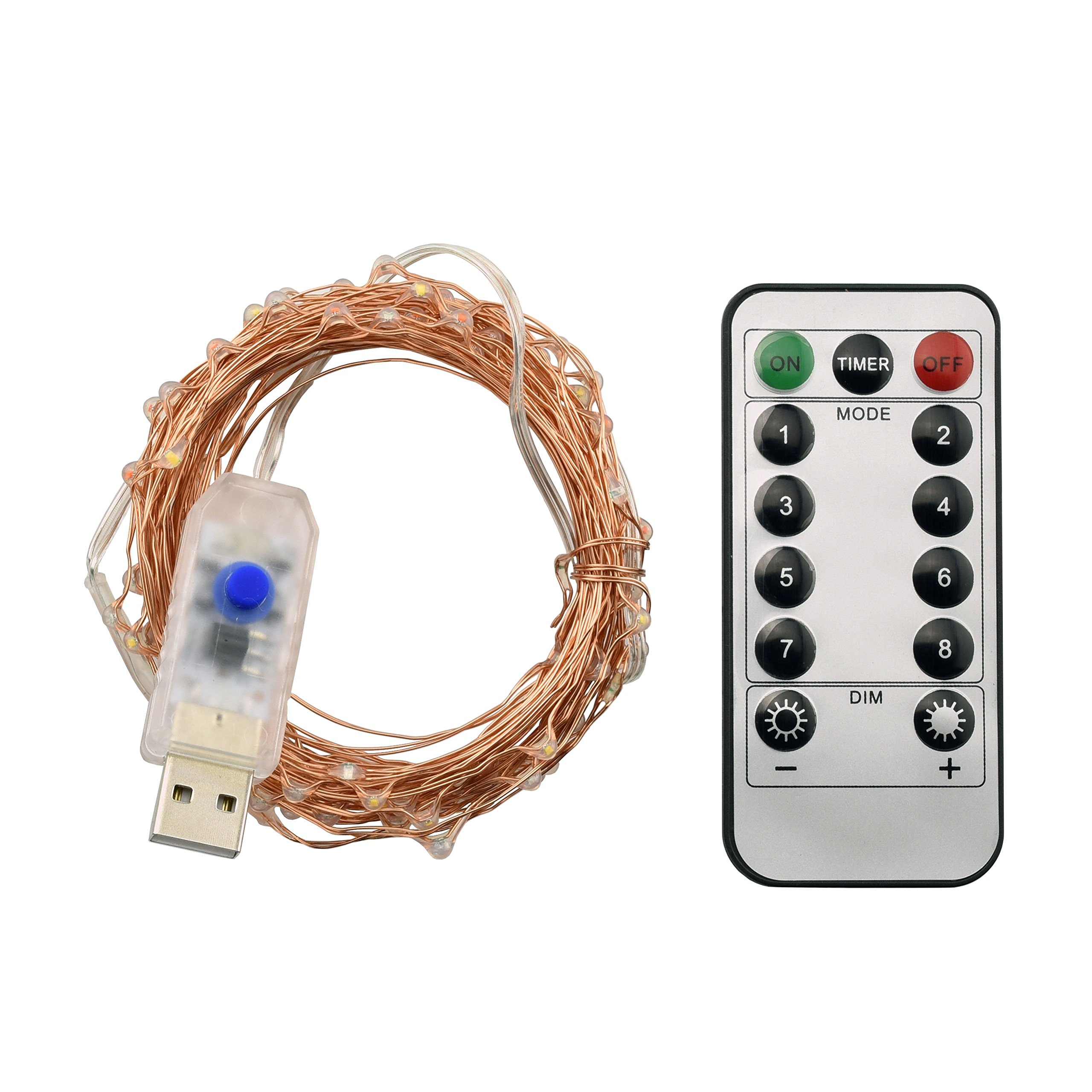 Karlling 33ft USB LED String Lights - Waterproof Dimmable Fairy Lights with Remote & Timer for Outdoor Patio, Wedding, Party, Yard, Holiday Decorations | Perfect for Garden, Christmas, Backyard, and Bedroom Ambiance (White)