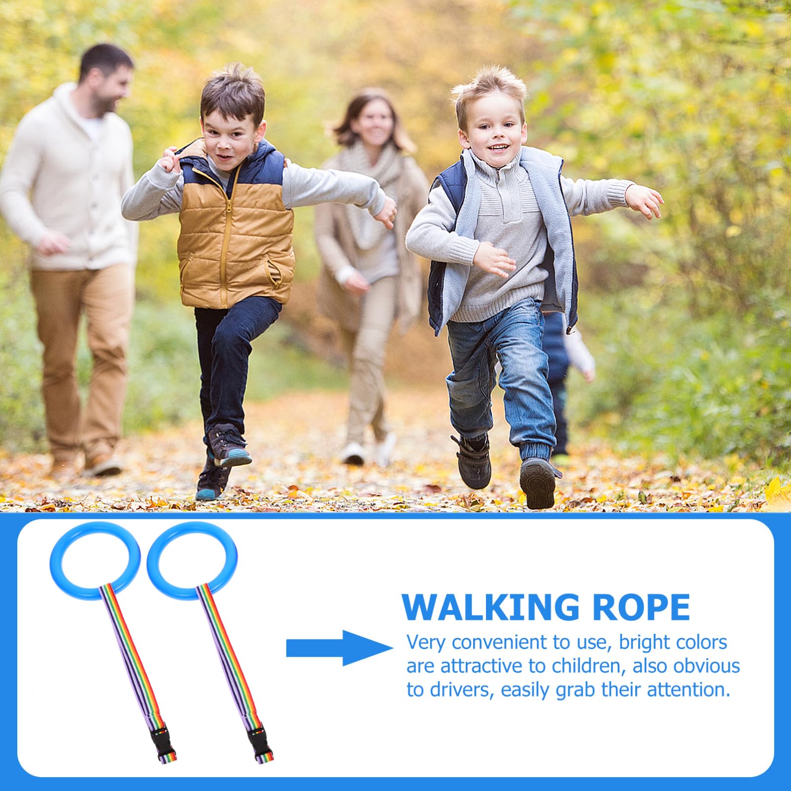 iBasenice Lightweight Kids Walking Rope with Safety Handles - Adjustable Toddler Leash for Preschool Safety (Perfect for Outdoor Walks, Shopping Trips & Crowded Places)