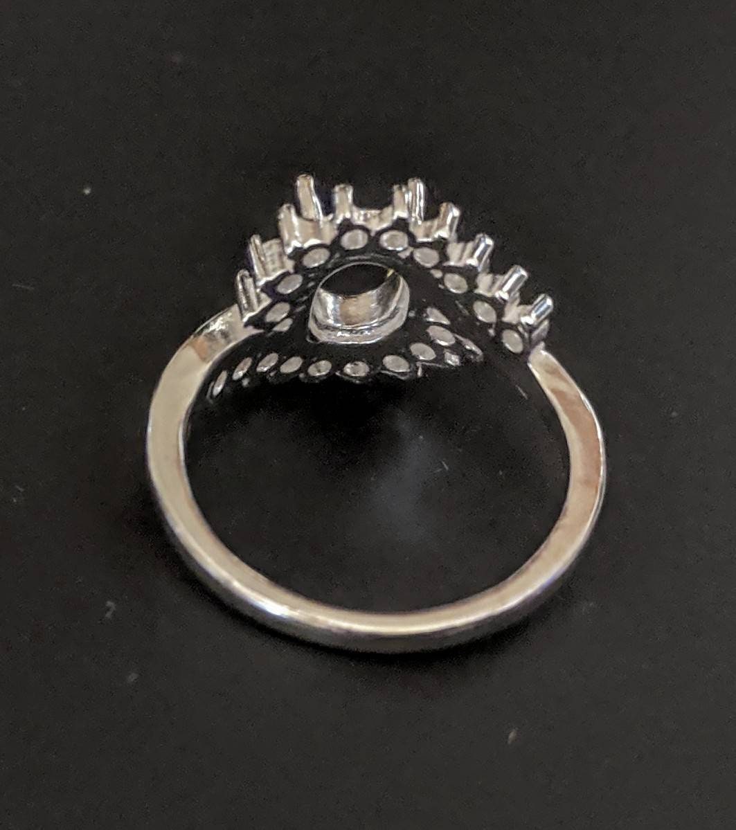 8x6mm Oval Cluster Bypass Pre-Notched Blank Ring Setting - Solid Sterling Silver or 14K Gold - Size 7 (163548/143548) - Perfect for Wedding Bands, Engagement Rings & Jewelry Making