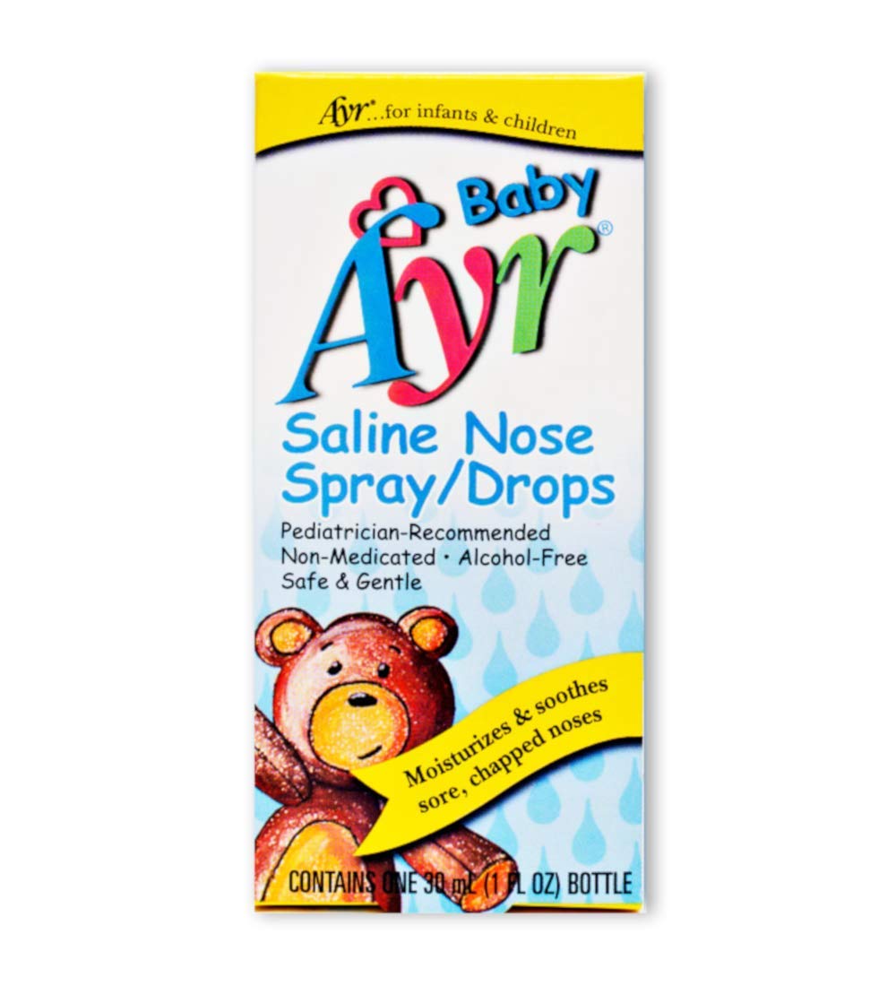 Baby Ayr Saline Nasal Spray & Drops for Infants - 1 Fl Oz Gentle Saline Solution for Congestion Relief - Safe for Newborns & Kids - Perfect for Cold, Allergies & Dry Noses - Pack of 1