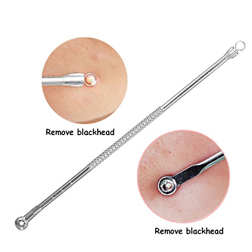 3-in-1 Stainless Steel Blackhead Remover Tool - Double Ended Acne Pimple Extractor & Comedone Removal Kit for Face Skin Care | Perfect for Home Spa, Travel & Professional Skincare Routines