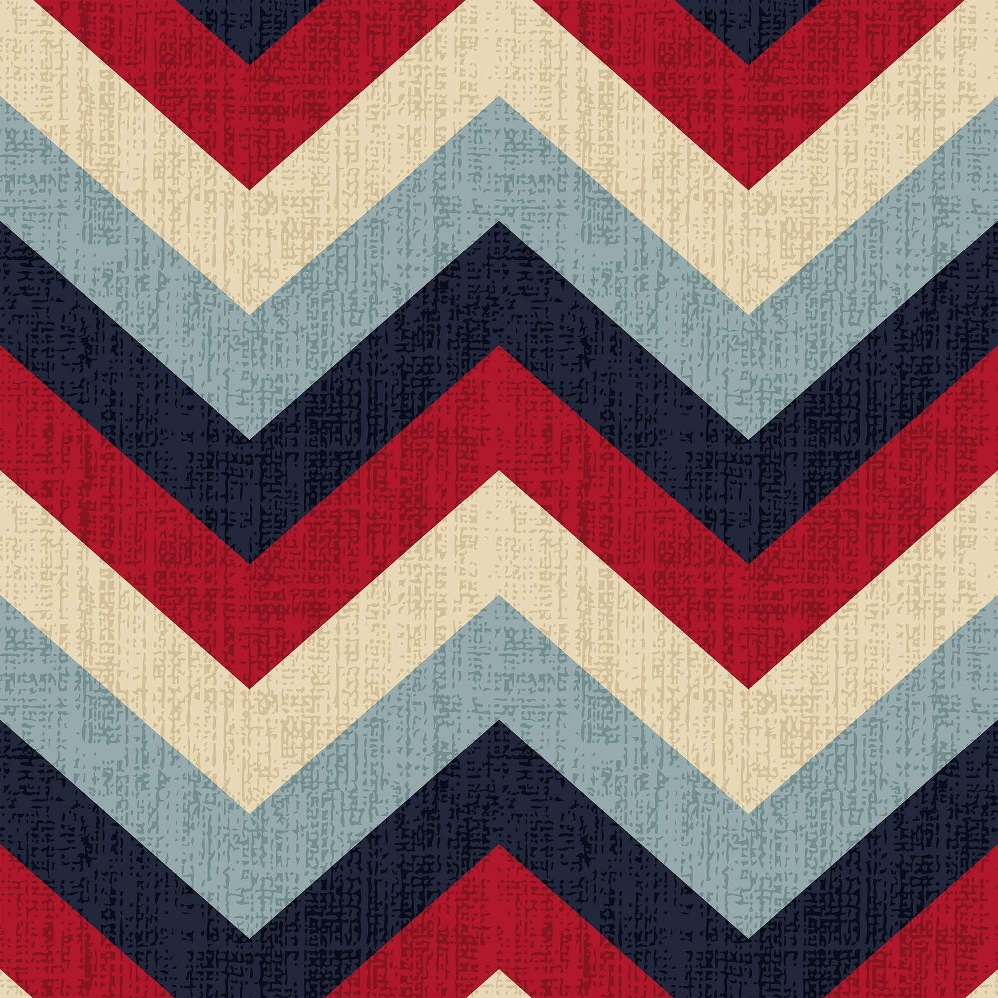 Red and Blue Chevron Geometric Peel and Stick Removable Wallpaper - Self-Adhesive Decorative Wall Covering for Bedroom, Living Room, Nursery & Office - Easy to Apply and Remove Without Damage