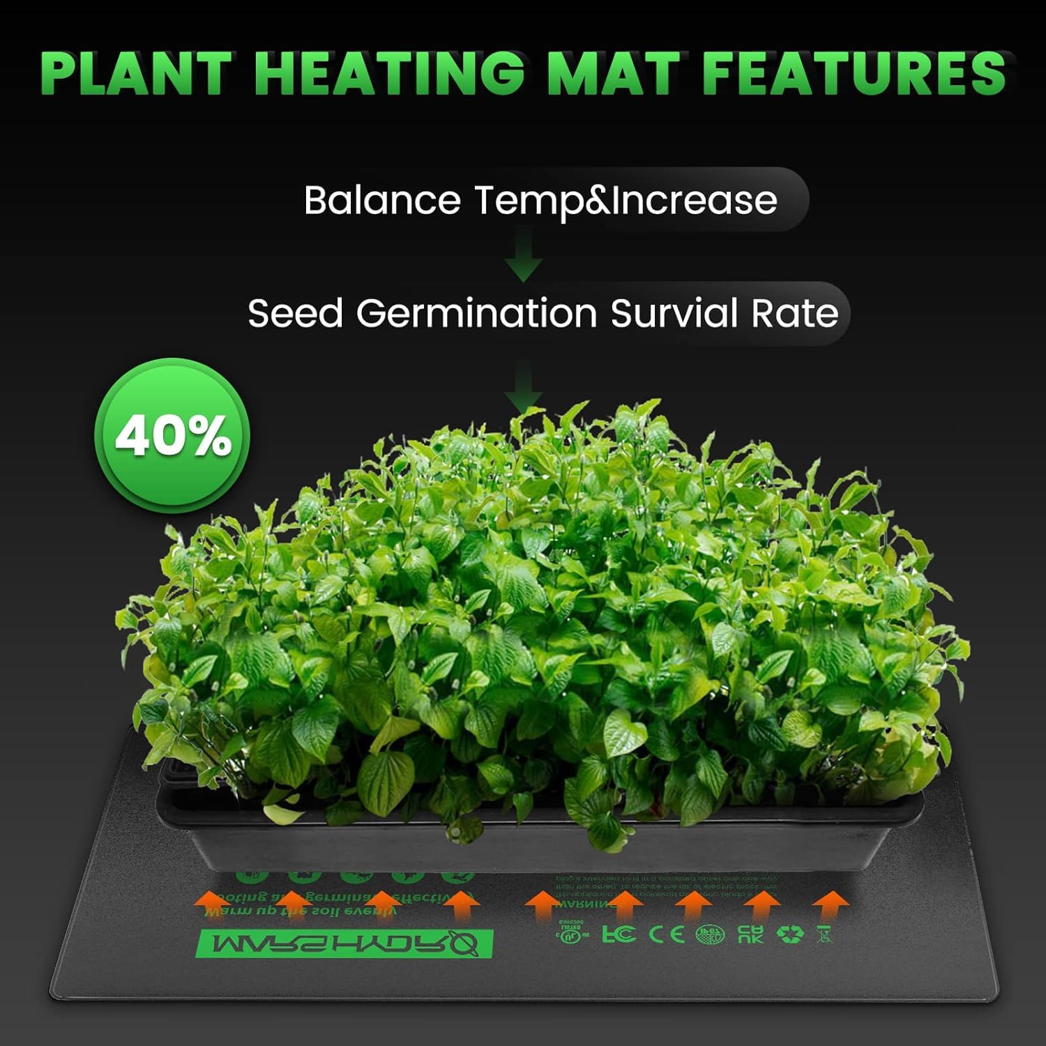MARS HYDRO 48x20.75 Inch Seedling Heat Mat with Digital Thermostat - Waterproof Plant Warming Pad for Seed Germination, Indoor Plants, Hydroponics & Greenhouse Gardening - Perfect for Starting Seeds, Cloning & Plant Propagation