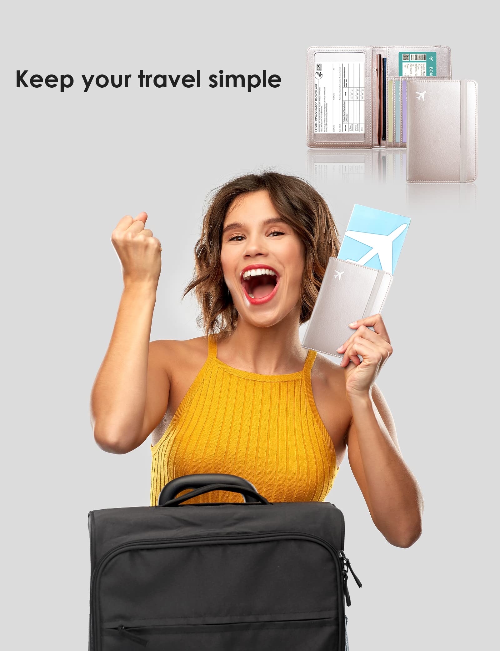 MYMAZN RFID Blocking Passport & Vaccine Card Holder Combo - Secure Travel Wallet for International Trips, Vaccination Record Protection - Perfect for Airports, Cruises & Global Adventures