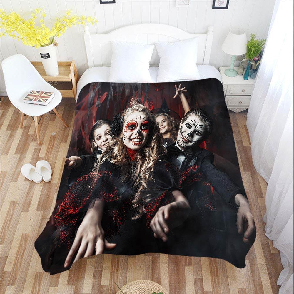 **Halloween Carnival Costume Castle Throw Blanket 50x60 Inch - Soft Flannel Plush Blanket for Boys & Girls - Perfect for Couch, Bed, Movie Nights & Halloween Parties**