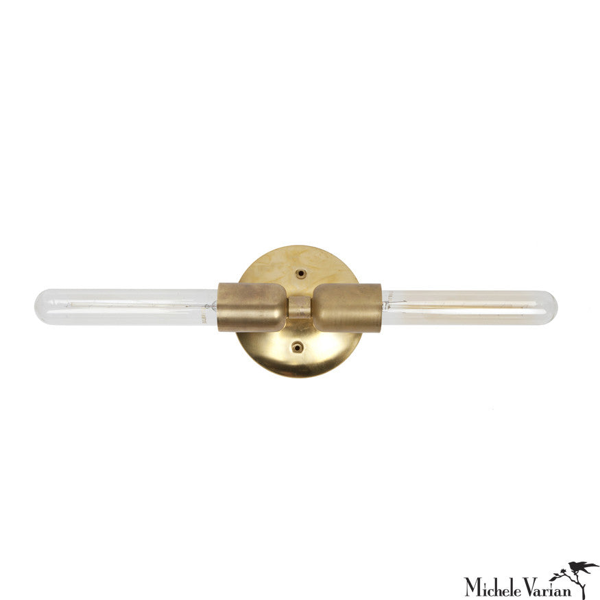 Brass Two Way Wall Sconce Light Fixture - Vintage Style Adjustable Arm Wall Lamp for Bedroom, Living Room & Hallway Lighting