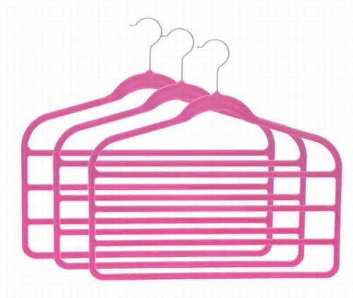 Slim Line Hot Pink Multi-Purpose Clothes Hanger - Space-Saving Closet Organizer for Pants, Skirts, and Scarves - Perfect for Small Spaces and Travel