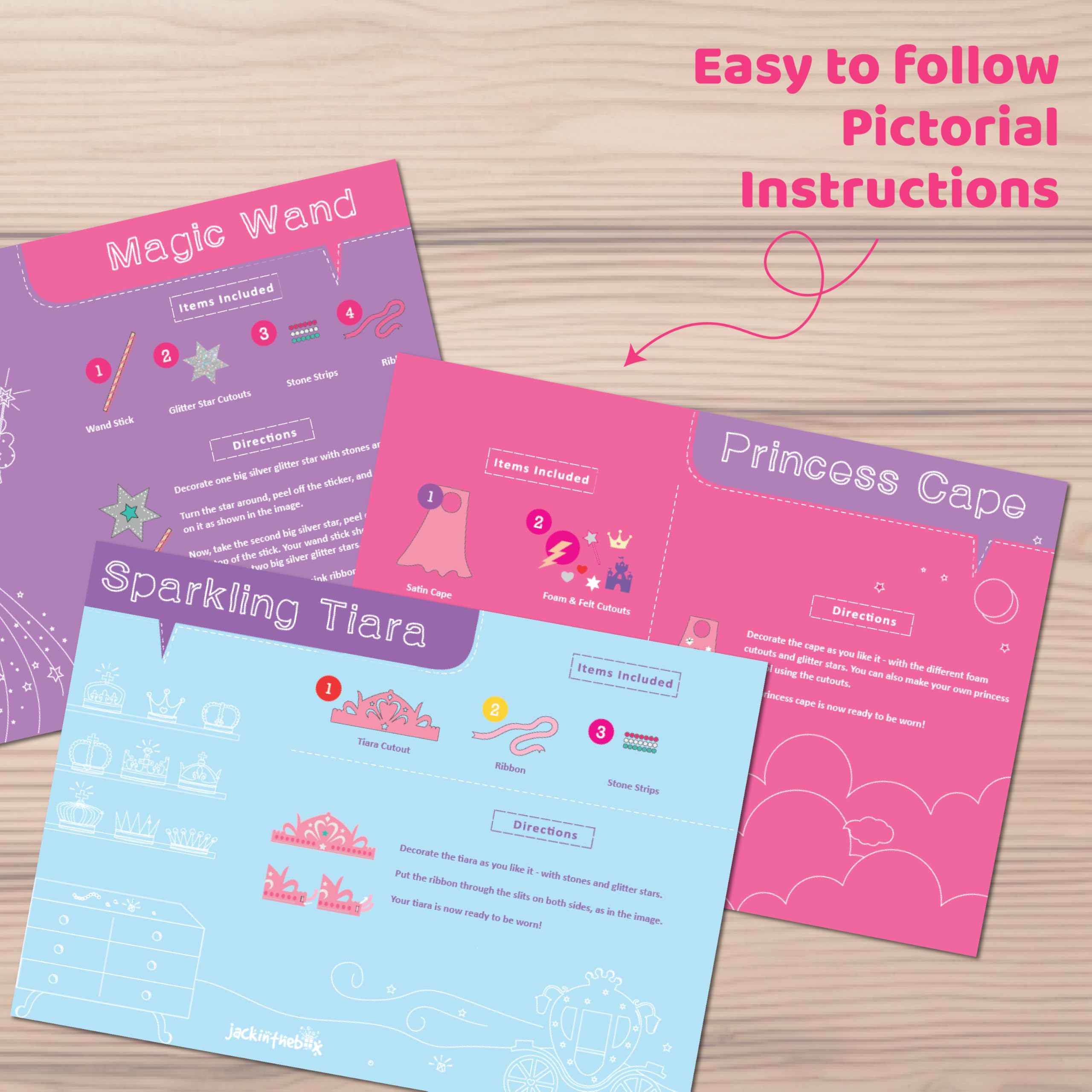 Princess Themed Arts and Crafts Kit for Girls - DIY Cape, Tiara & Wand Set | Best Birthday Gift for Ages 5-8 | 3-in-1 Creative Craft Projects | Perfect for Dress-Up, Pretend Play & Party Favors