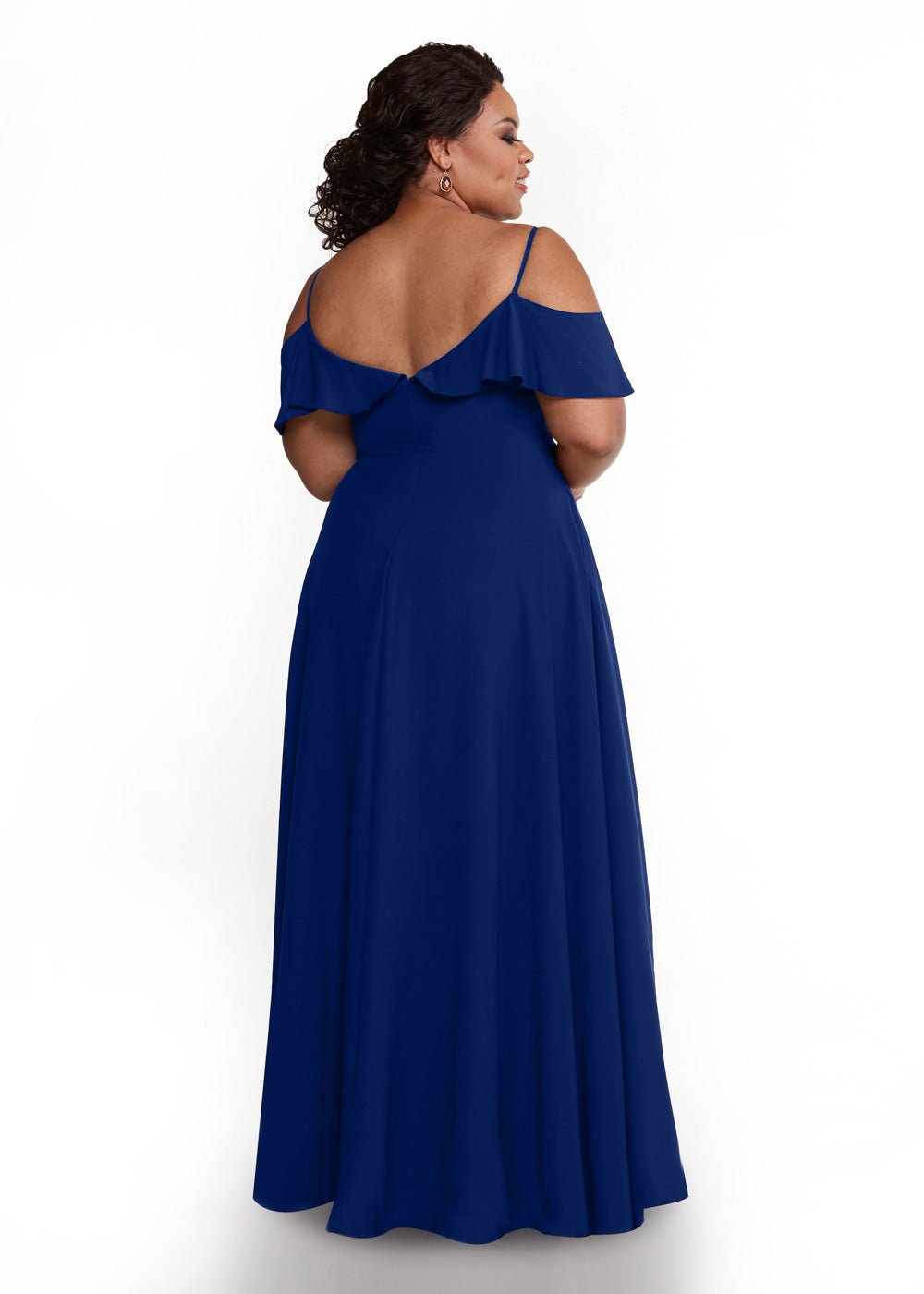 Elegant 83013 Stretch Chiffon Off-The-Shoulder A-Line Bridesmaid Dress with Ruffles - Perfect for Weddings, Prom, Formal Events & Special Occasions