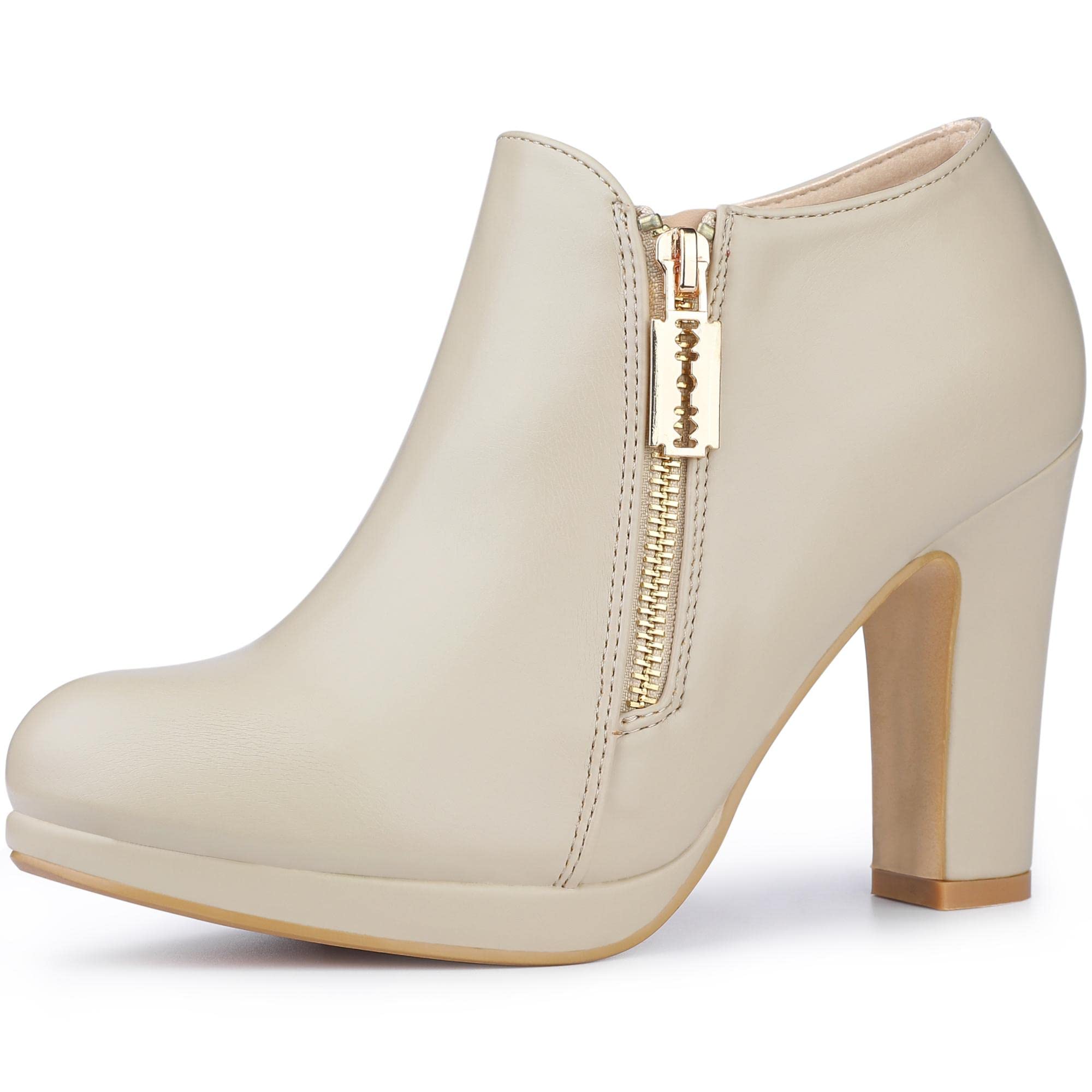 Allegra K Women's Chunky Heel Ankle Boots - Round Toe Platform Booties for Women | Perfect for Fall, Winter & Casual Outfits