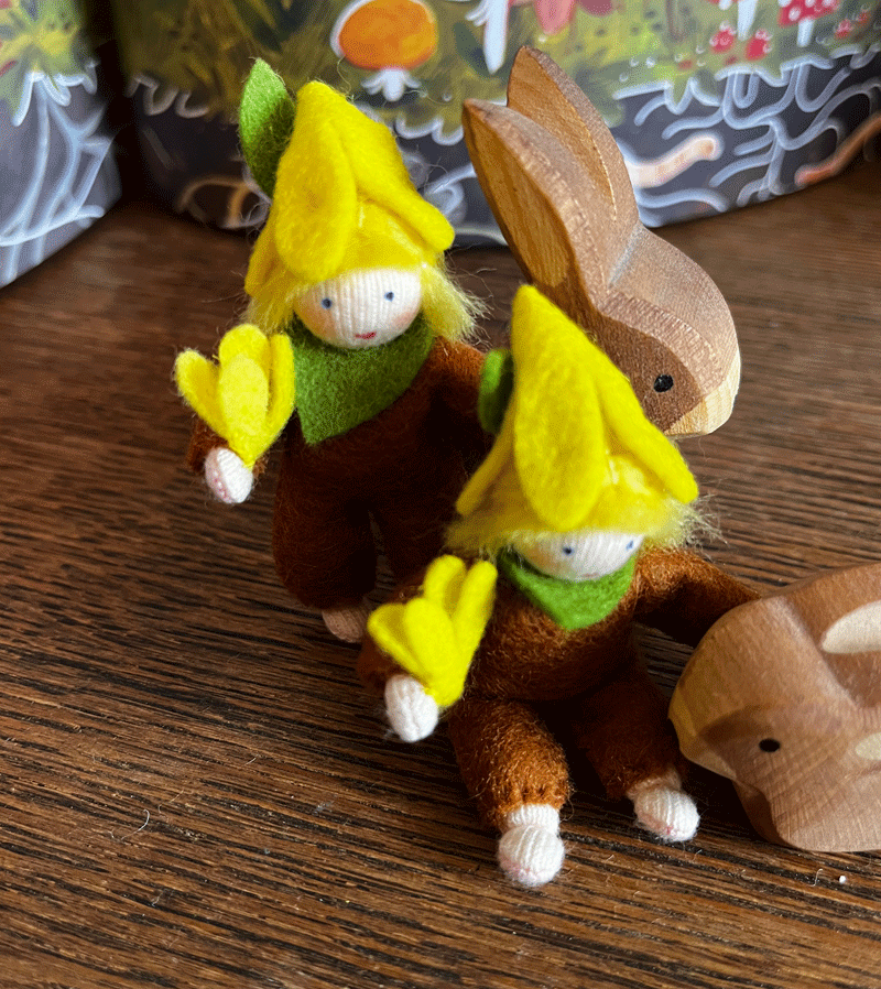 Light Skin Forsythia Child Felt Flower Fairy - Handmade Wool Felt Hair Clip for Girls - Perfect for Birthday Parties, Flower Girl Dresses & Spring Photoshoots