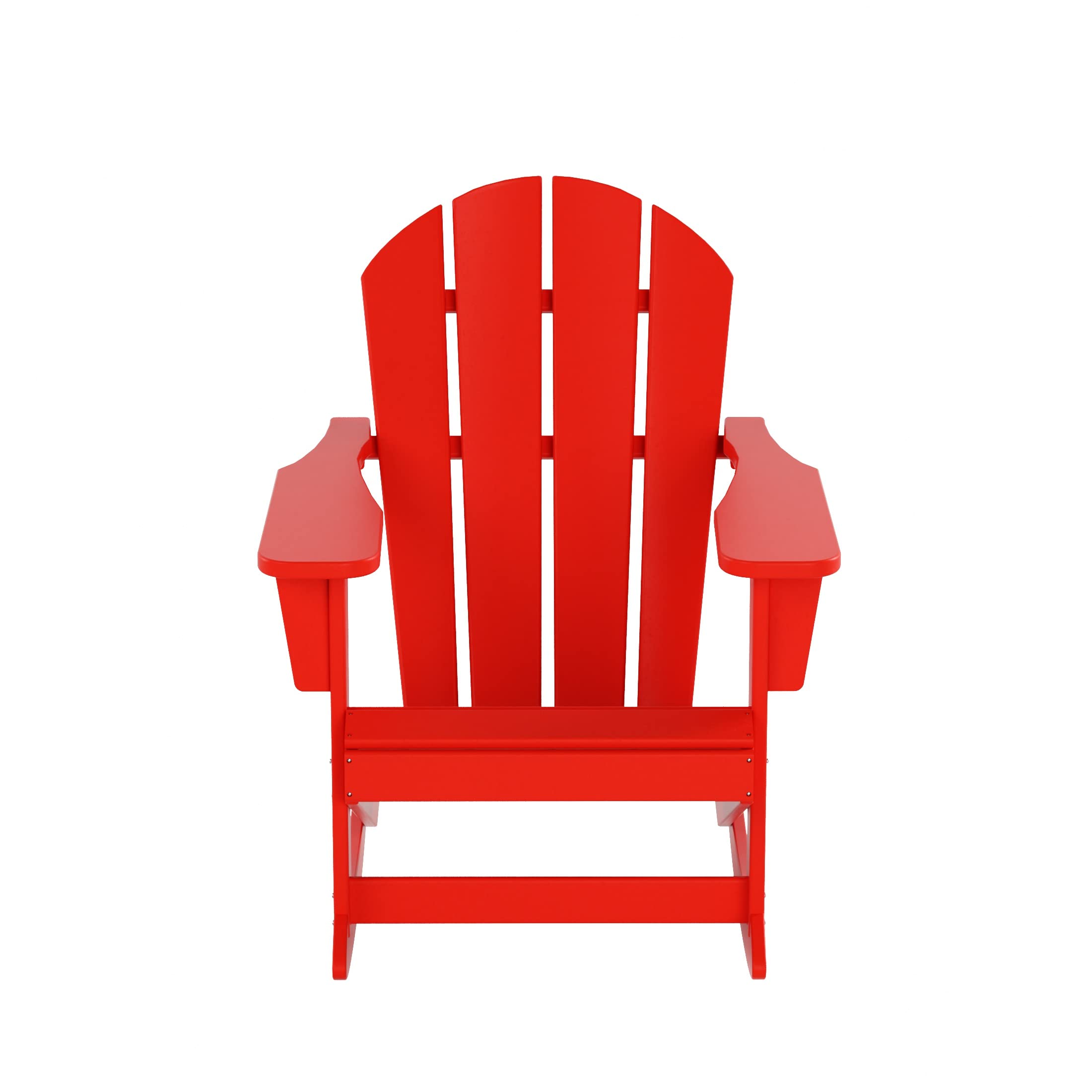 **WO Home Furniture 3-Piece Patio Rocking Chair Set - Classic Red Adirondack Outdoor Rocking Chairs with Side Table - Perfect for Garden, Deck, Porch & Backyard Relaxation**