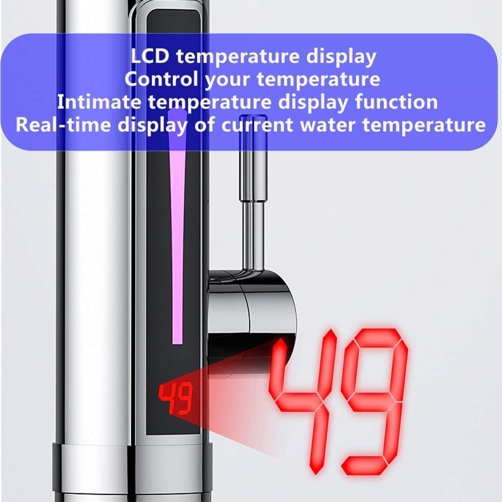 Instant Tankless Electric Hot Water Heater Faucet with LED Digital Display - Fast Heating Tap for Kitchen & Bathroom, White - Perfect for Washing, Cooking, and Cleaning