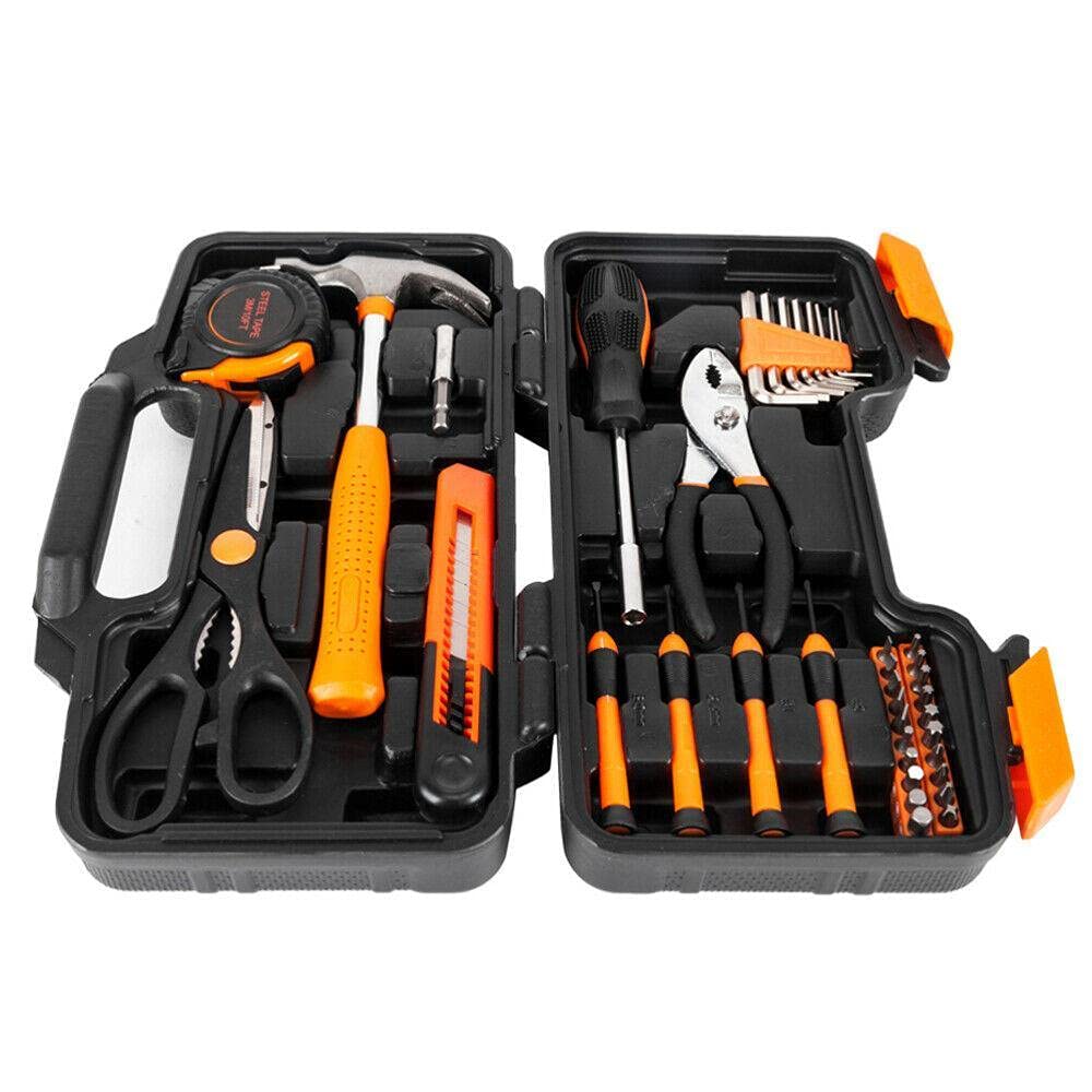StateOJ 39-Piece Portable Orange Tool Set - Household & Mechanics Tool Kit with Organizer Box - Perfect for DIY, Home Improvement, Car Repair & Emergency Fixes