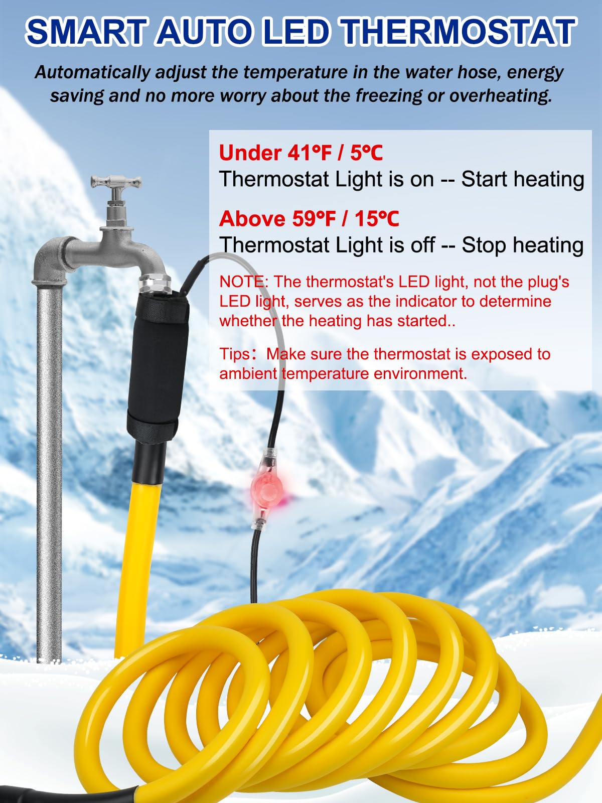 25FT Heated RV Water Hose with Storage Bag - Freeze Proof Up to -40℉, 5/8 Inch Inner Diameter, Upgraded Waterproof Thermostat - Perfect for Winter RV Camping, Garden Watering & Outdoor Drinking Water Supply
