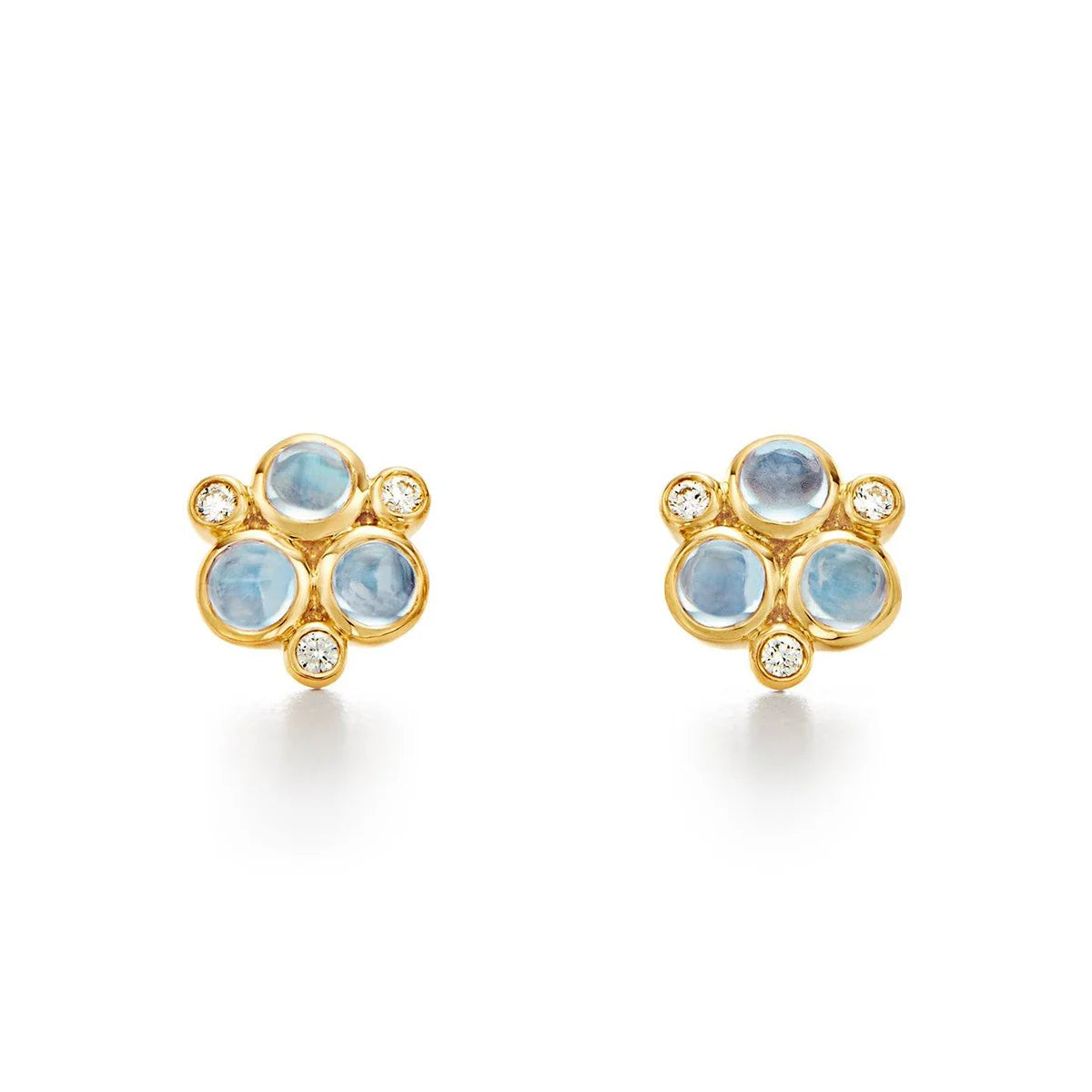 Temple St. Clair Blue Moonstone and Diamond Trio Earrings - 14K Gold Dangle Earrings for Women, Elegant Gemstone Jewelry Gift for Birthday, Anniversary & Special Occasions