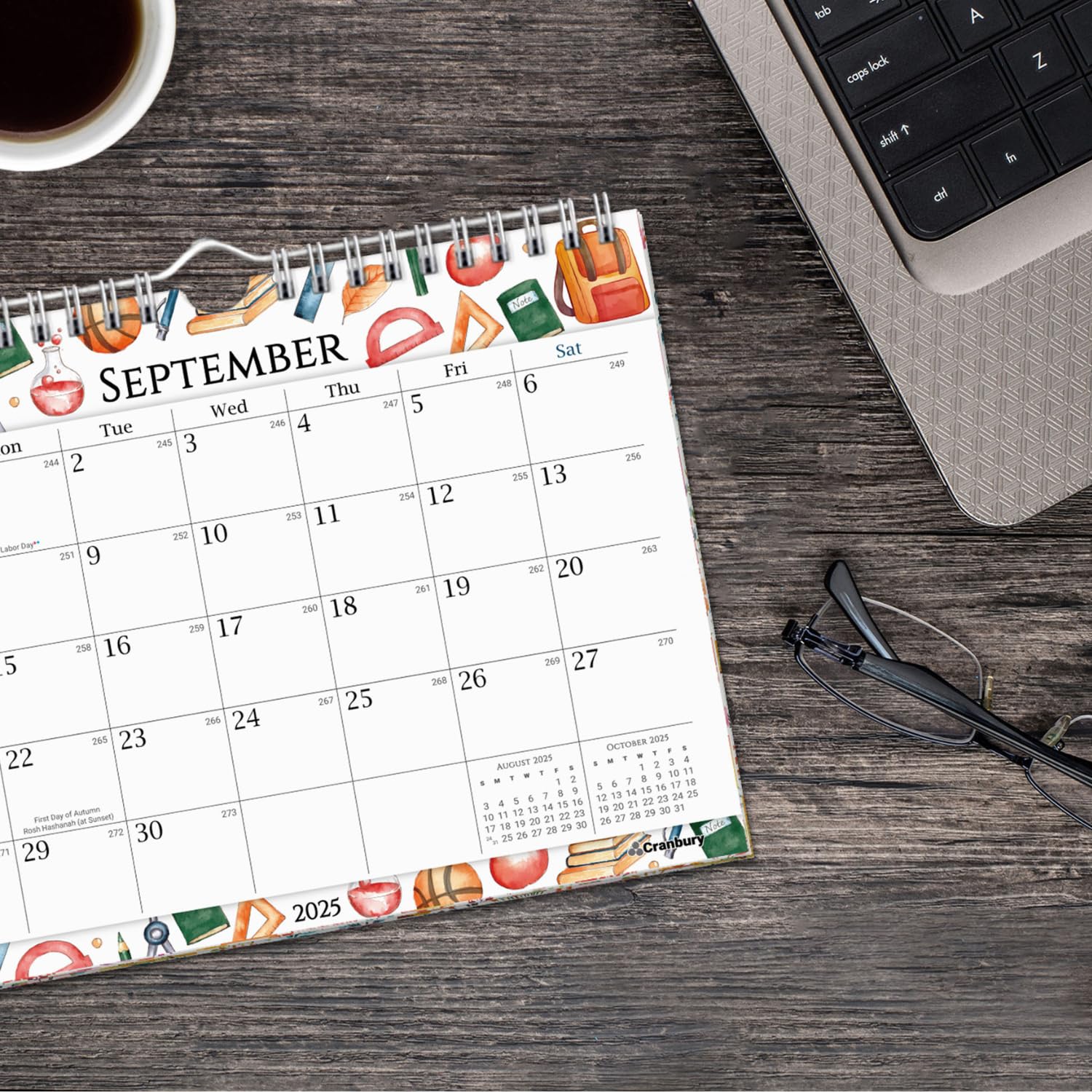 2025 CRANBURY 8x6 Inch Small Wall Calendar - Spiral Bound Mini Monthly Hanging Planner with Colorful Seasonal Designs | Perfect for Home, Office, Bulletin Board, Fridge & Desktop Organization | Includes Bonus Planner Stickers