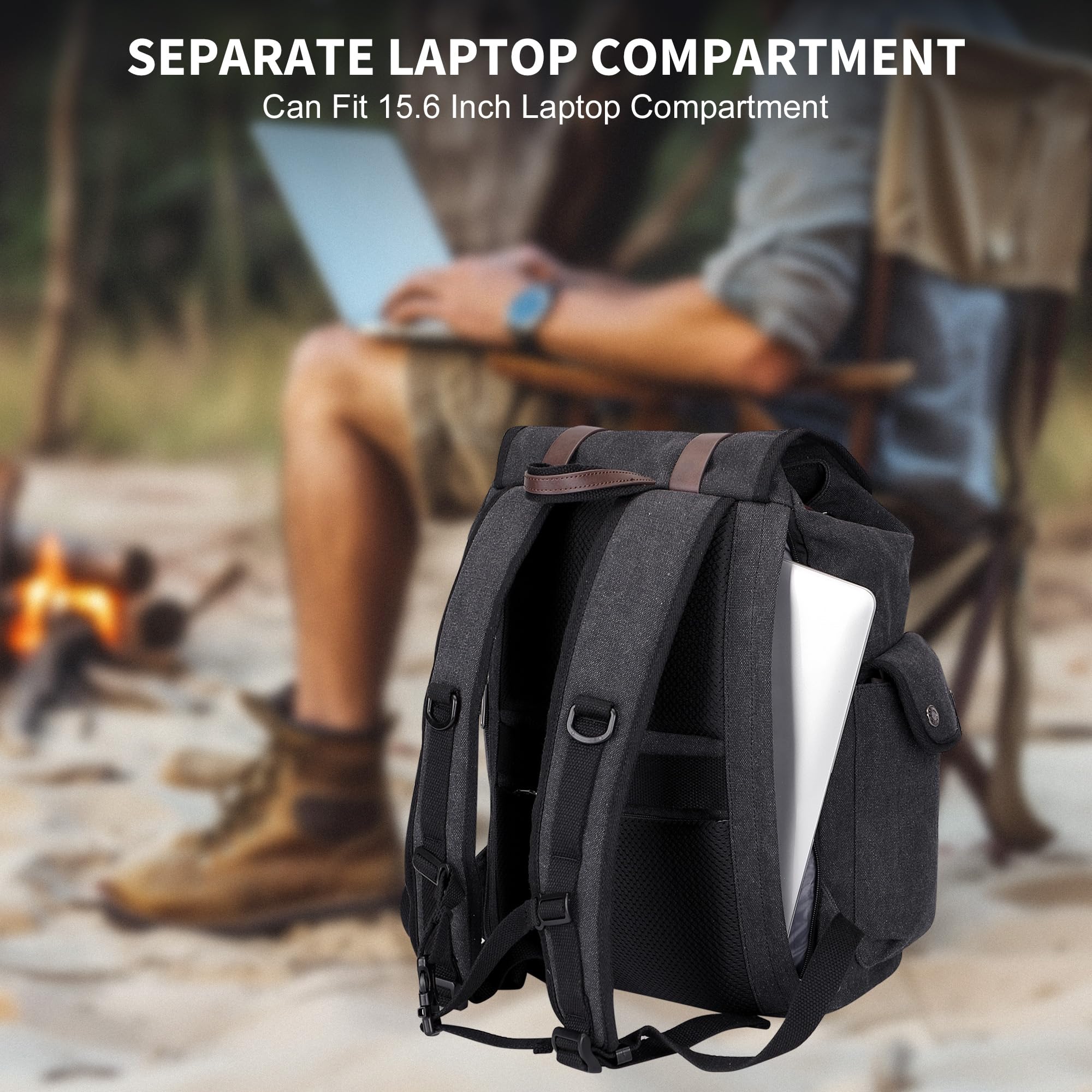 Vintage Canvas Backpack for Men - High Capacity Travel Rucksack for Hiking & Daily Use