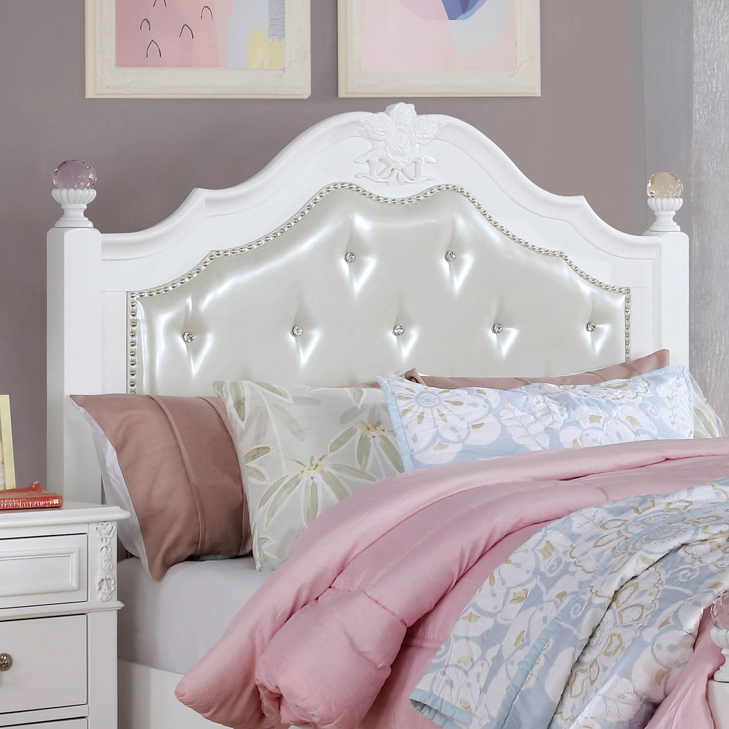 Furniture of America Mondu 3-Piece White Wood Bedroom Set - Full Size Bed Frame with 2 Nightstands for Modern Home Decor | Perfect for Master Bedroom, Guest Room & Apartment Living