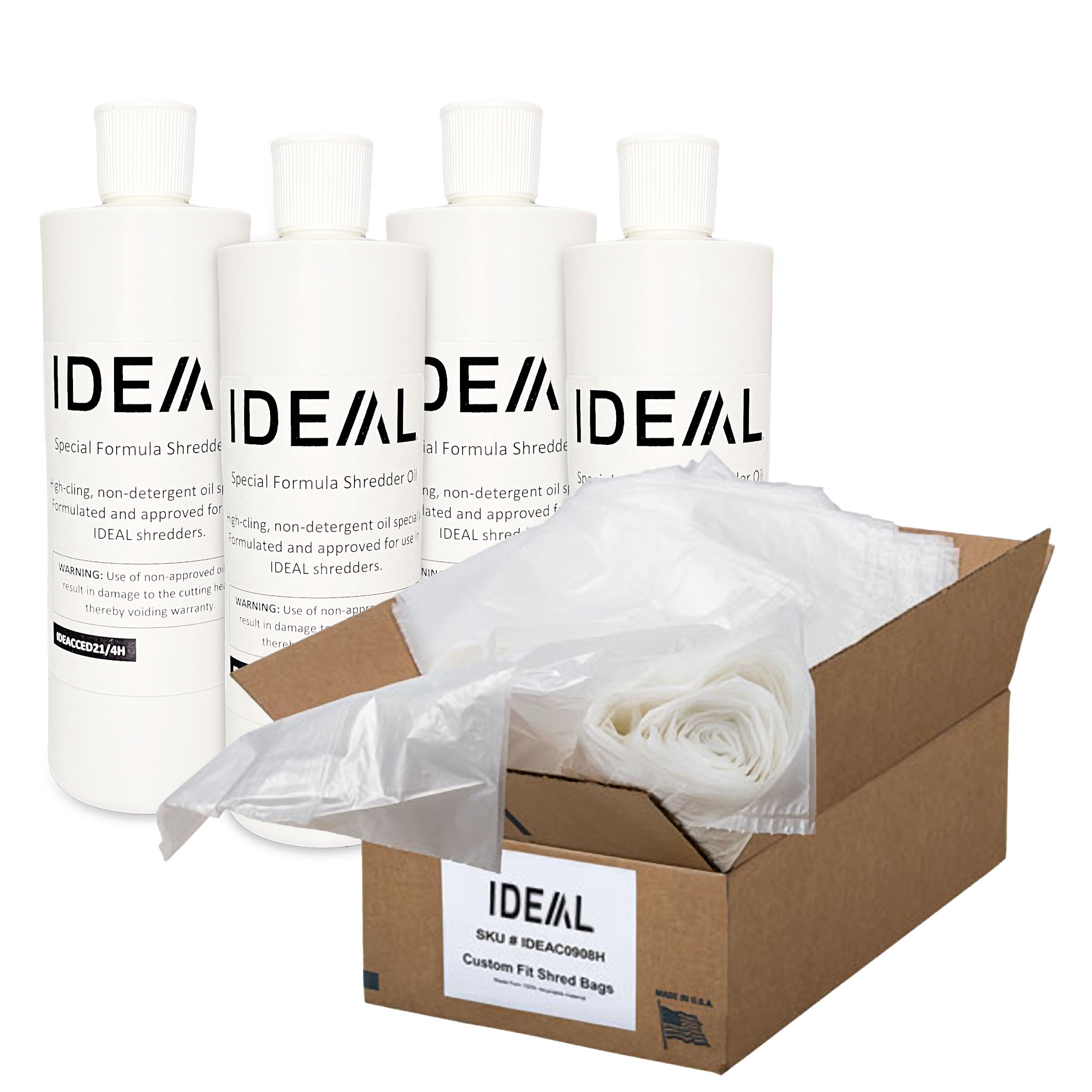 IDEAL 2503 2604 3104 SC/CC Large Shredder Oil and Bag Kit - 4 Pints Shredder Oil & 80 Count 40 Gallon Bags - Perfect for Office Document Destruction and Home Paper Shredding Needs