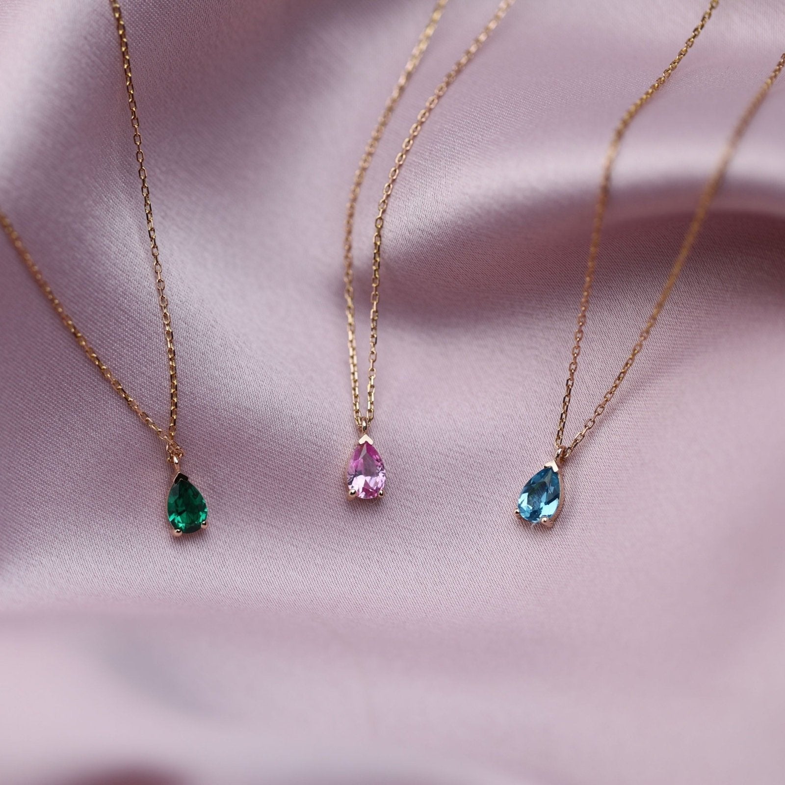 14k Yellow Gold Pear Pink Topaz Pendant Necklace for Women - Elegant Gemstone Jewelry Gift for Birthday, Anniversary & Special Occasions