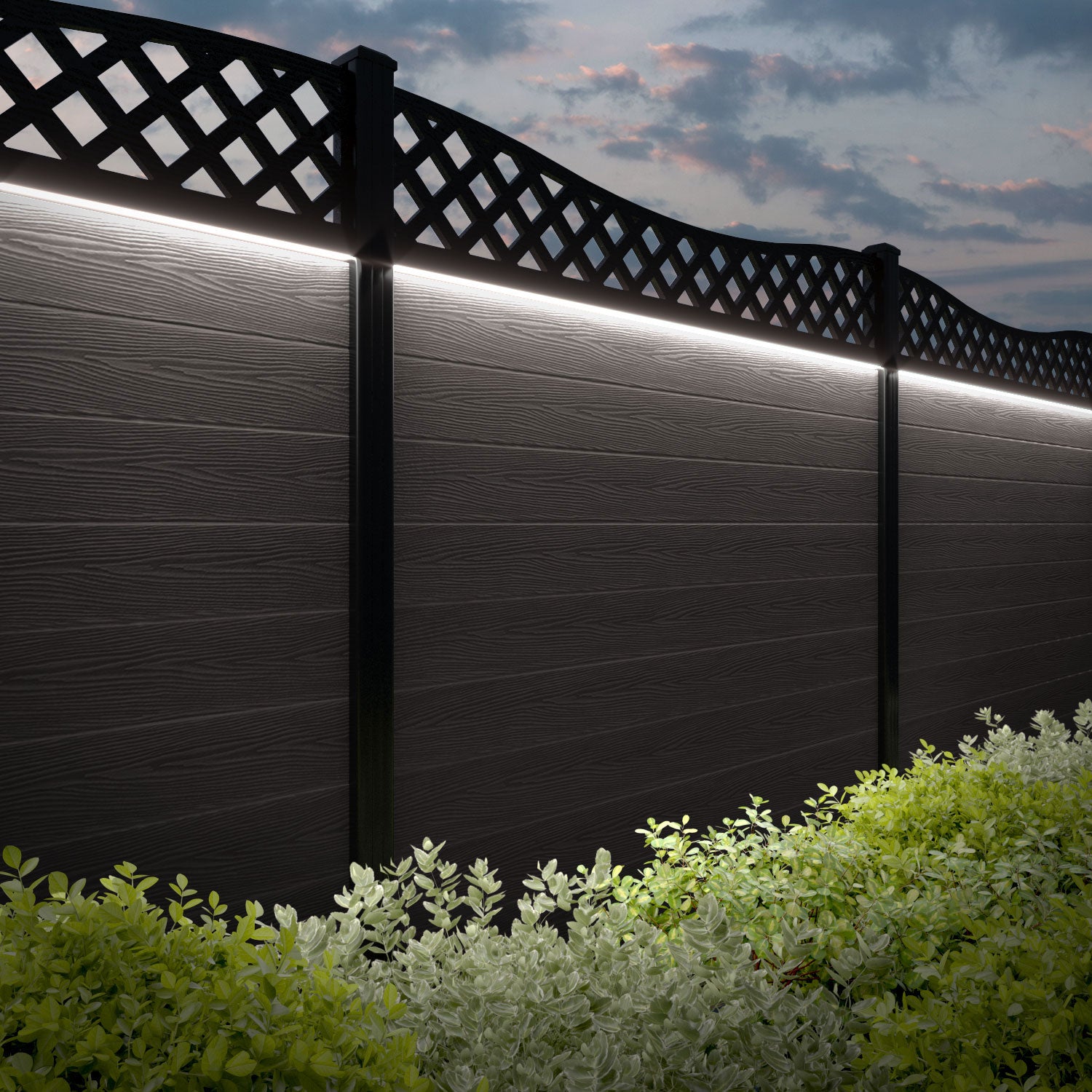 Classic Low Wave Composite Fence Panel - Mid Brown Color - Durable & Weather-Resistant for Backyard, Garden, and Poolside Privacy Fencing