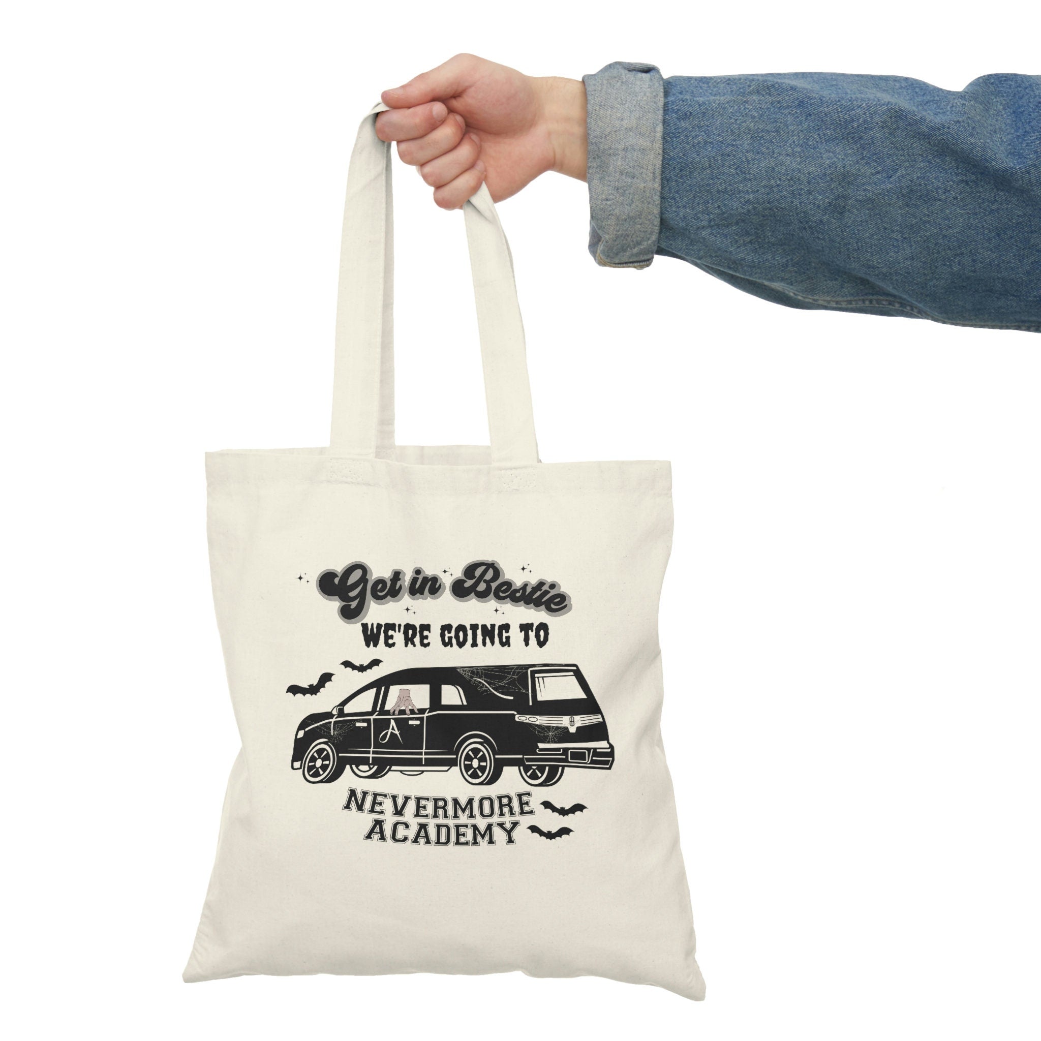 Nevermore Academy Tote Bag - Wednesday Addams Inspired Horror Themed Grocery Shopping Bag for School, Work & Gothic Fashion Accessories