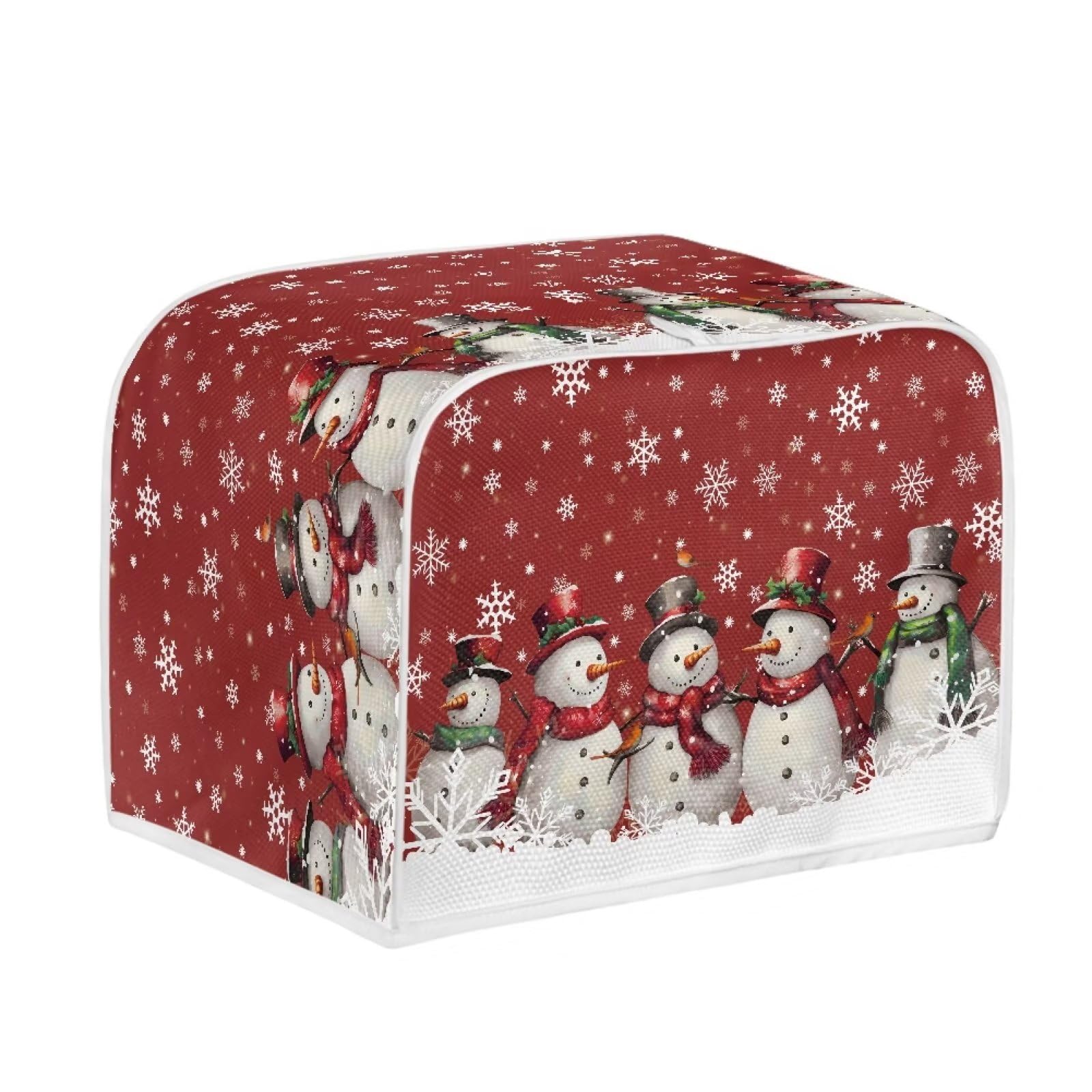 Christmas Snowman Printed Bread Machine Cover, 4 Slice Toaster Cover, Anti-Dust Kitchen Appliance Protector for Baking Accessories, Perfect for Holiday Kitchen Decor