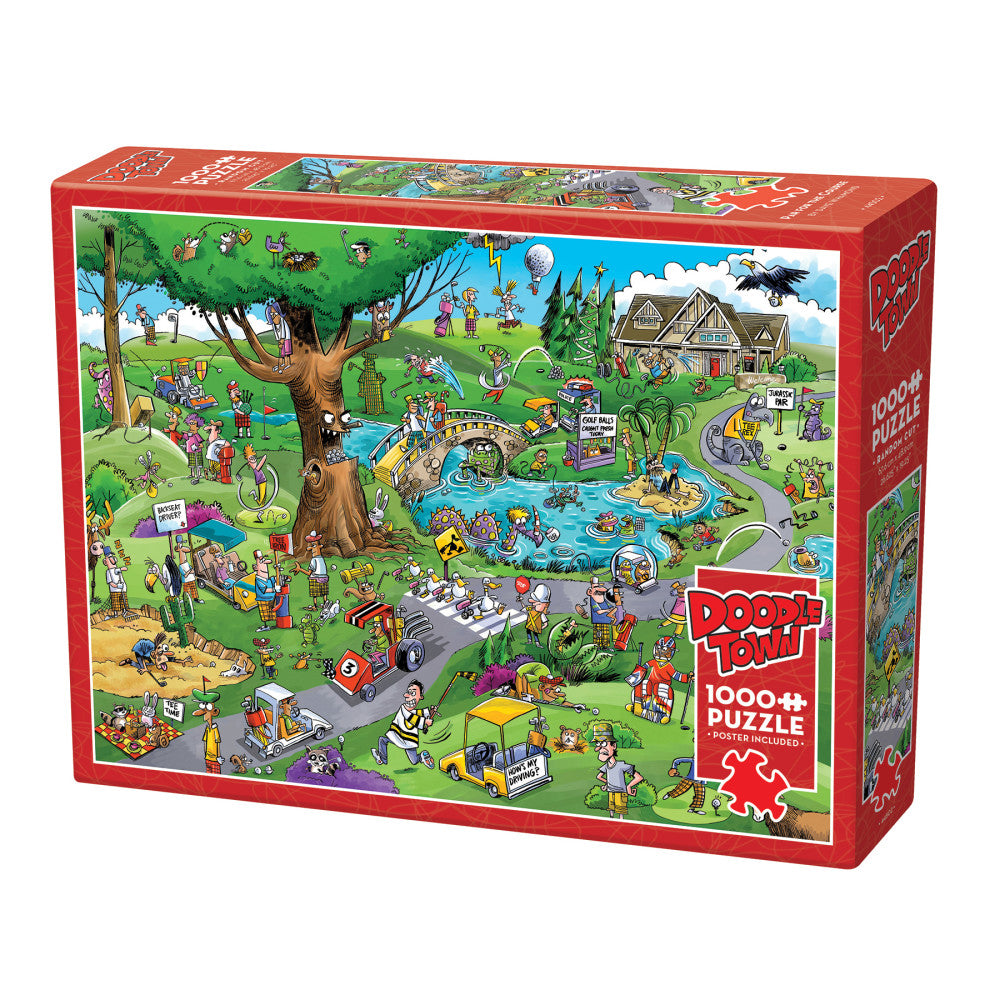 Cobble Hill DoodleTown: Par for the Course 1000 Piece Jigsaw Puzzle - Perfect for Family Game Night & Relaxation