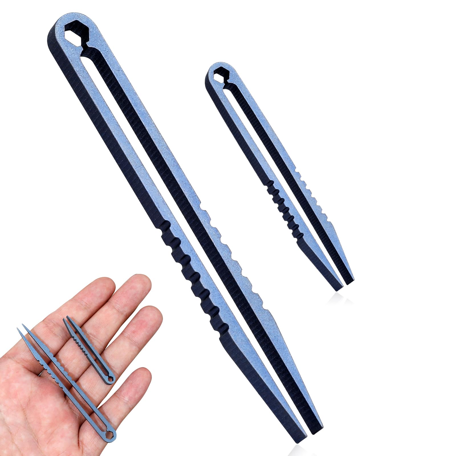 2Pcs Mini Titanium Tweezers - Premium Alloy EDC Tweezers for Travel, First Aid, Eyebrow Plucking & Electronics Repair | Portable Small Tweezers for Everyday Carry Tools & Gadgets