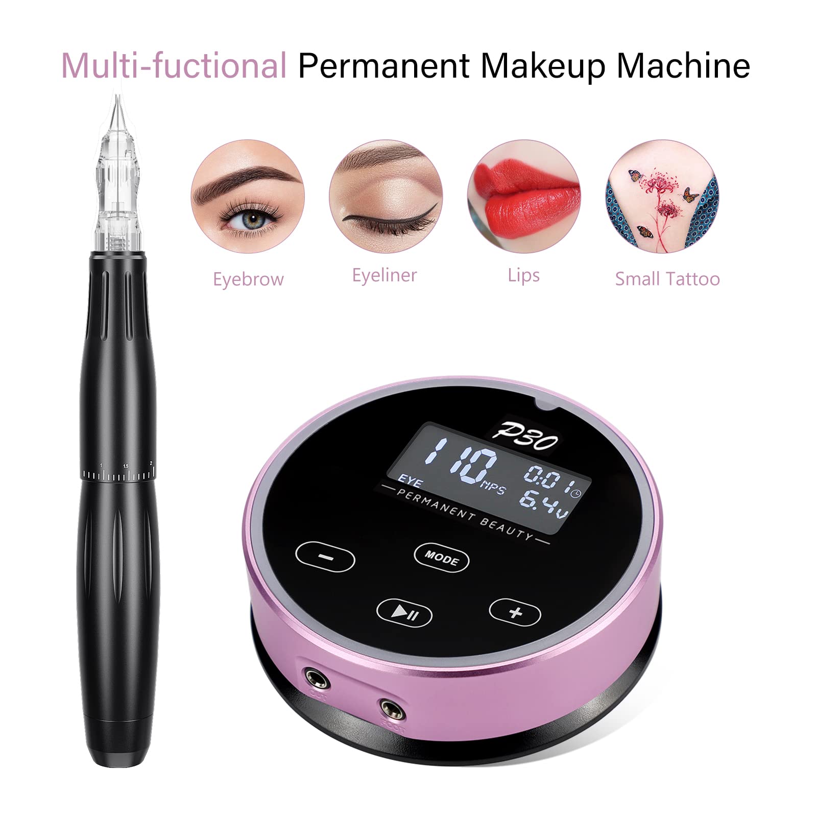Professional BIOMASER P30 Permanent Makeup Machine Kit – Swiss Motor Rotary Tattoo Pen for Microblading, Eyebrows, Eyeliner & Lips – Includes Power Supply & Cartridge Needles – Perfect for Tattoo Artists & Beauty Salons