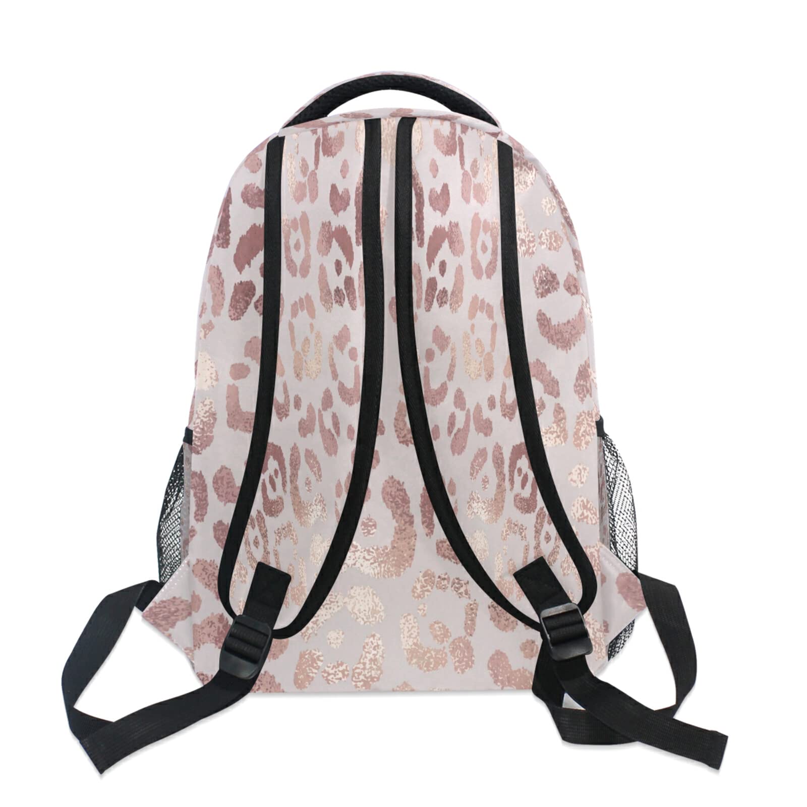 Leopard Print Cheetah Rose Gold Backpack for Girls - Stylish School Bag, Bookbag & Travel Daypack (One Size) - Perfect for School, College, Travel & Everyday Use