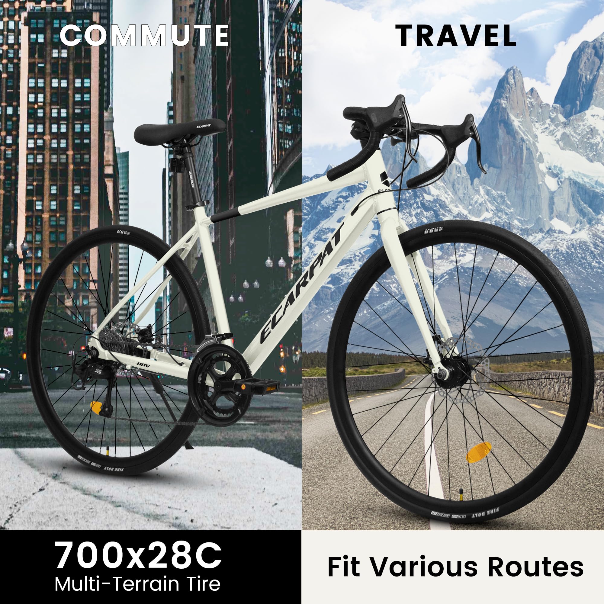 **700C Hybrid Road Bike for Men & Women - 16/21/24 Speed Aluminum/Steel Frame Commuter Bike - Perfect for City Riding, School & Work - Great Christmas & New Year Gift**    *(Use Case: Ideal for daily commuting, weekend rides, fitness training, and urban adventures.)*