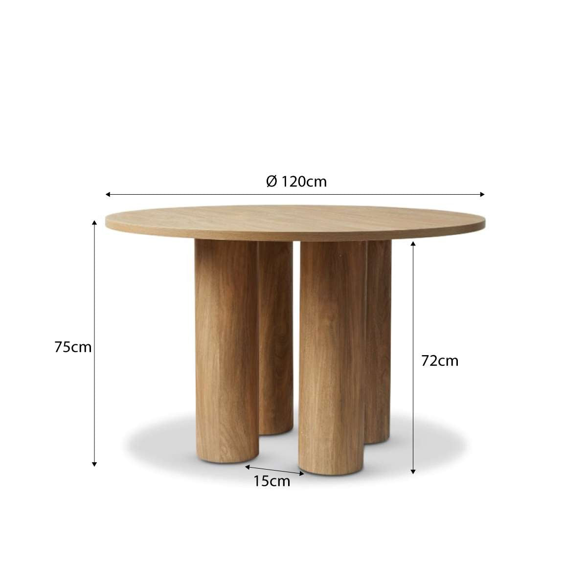 Otis Round 4-Seater Dining Table in Pecan Finish - Perfect for Family Meals & Small Space Dining Rooms