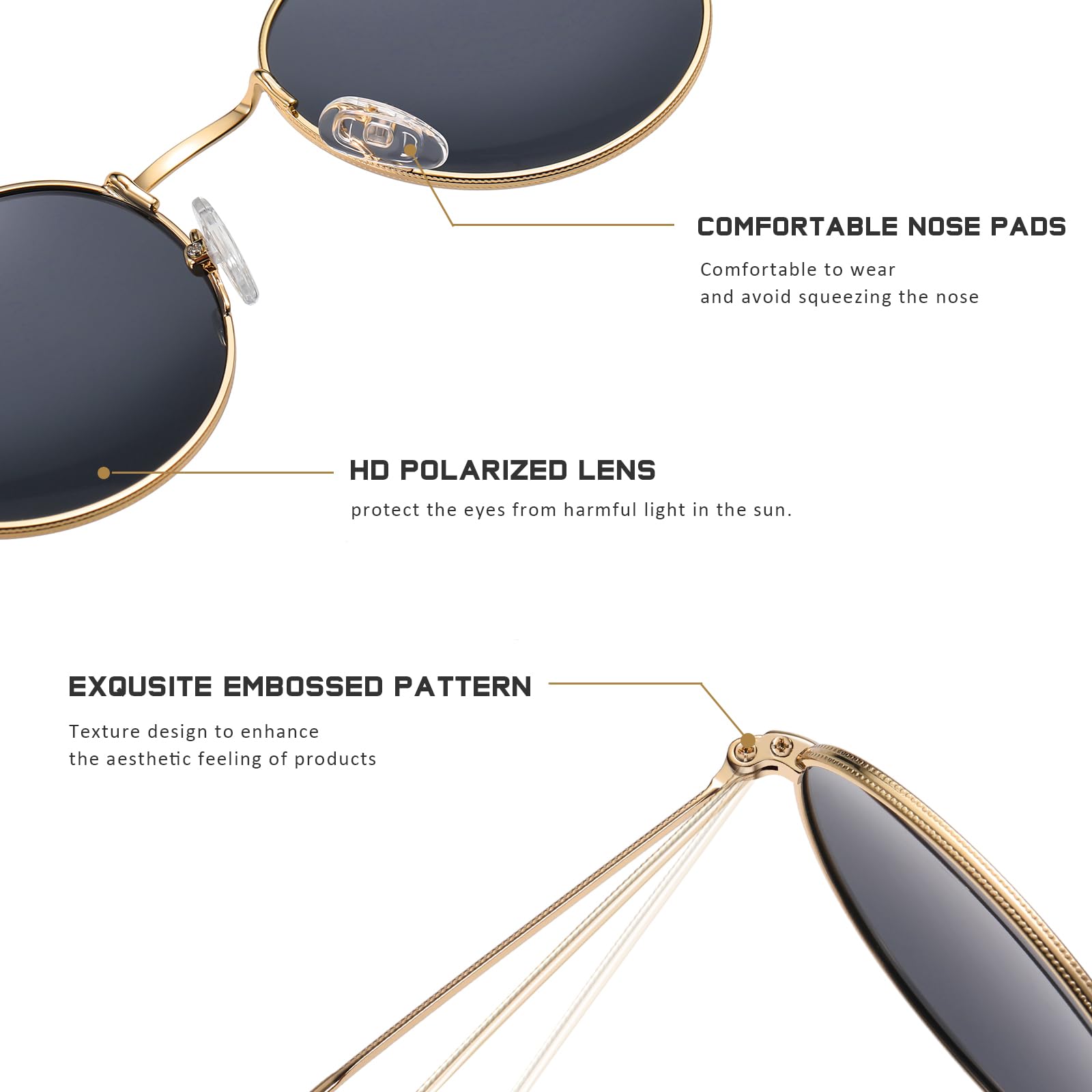 Trendy Round Polarized Sunglasses for Women & Men - UV Protection Small Circle Sun Glasses - Perfect for Driving, Beach & Outdoor Activities