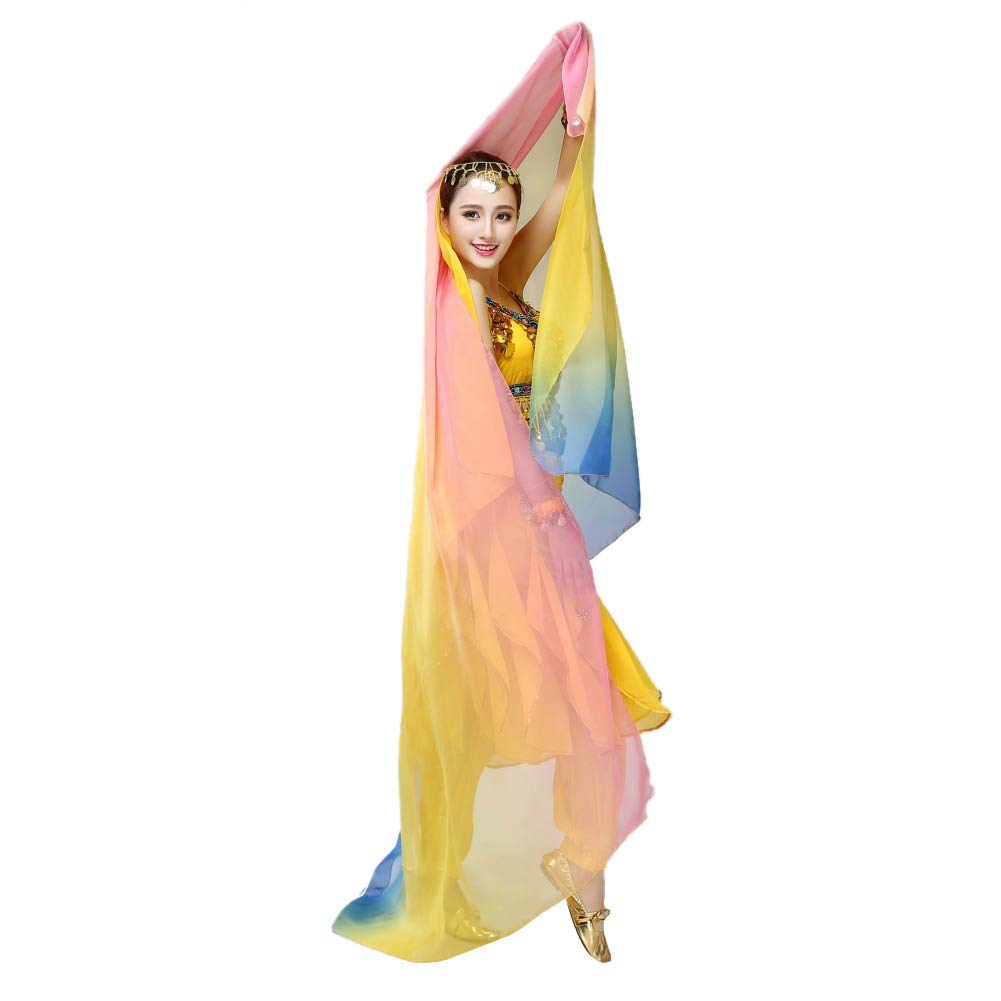 Women's Gradual Colorful Chiffon Belly Dance Veils and Scarves - Summer Dance Accessories for Performances, Yoga, and Festivals