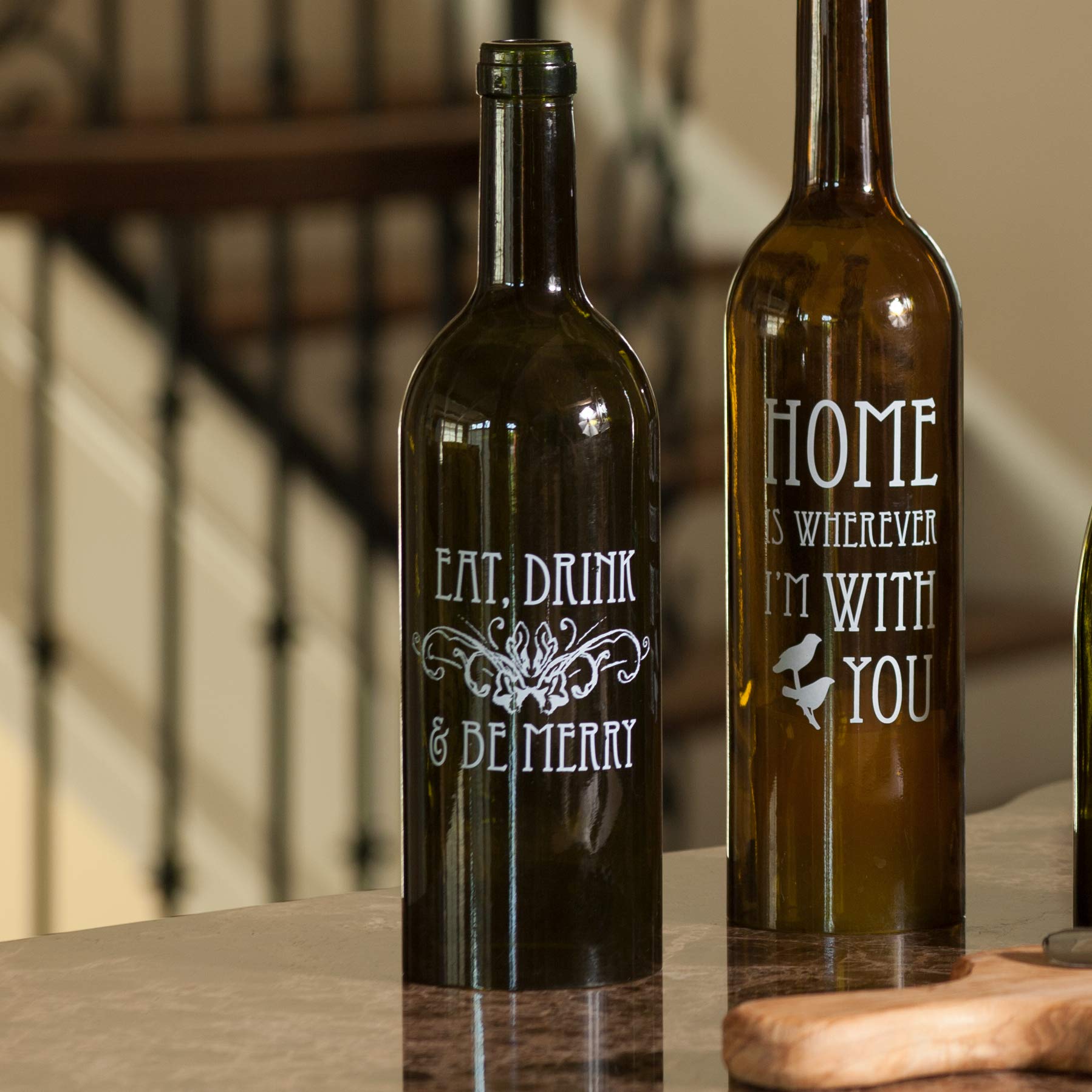 Pavilion Gift Company 11-Inch LED Wine Bottle Candle Holder - Perfect for Romantic Dinners, Wedding Centerpieces & Holiday Decor - Eat, Drink & Be Merry Gift