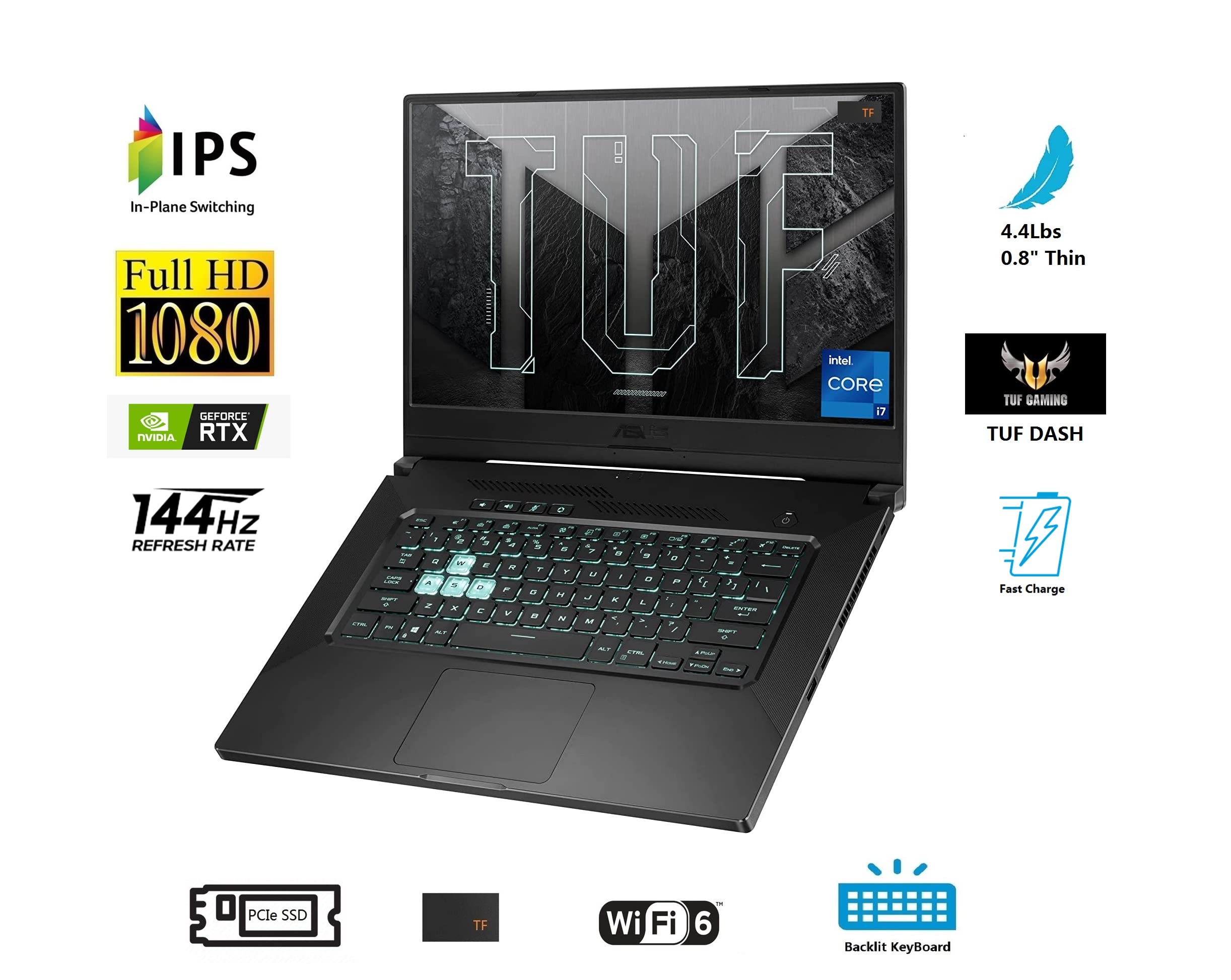 2022 ASUS TUF Dash UltraSlim Gaming Laptop - 15.6