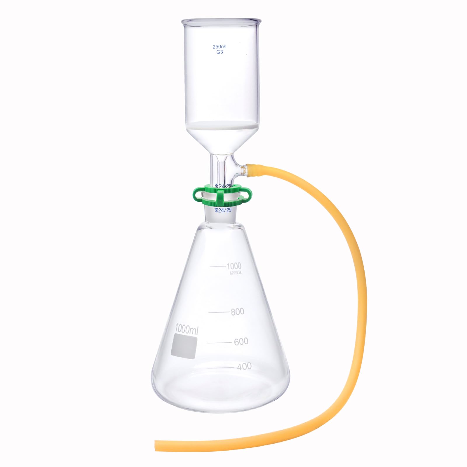 Premium 1000ml Filter Flask & 250ml Buchner Funnel Kit - G3 Borosilicate Glass Vacuum Filtration Distillation Apparatus for Chemistry Labs, Home Brewing, and Essential Oil Extraction