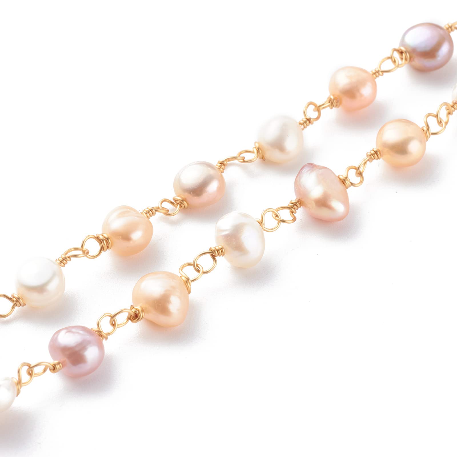 3.28ft Freshwater Pearl Beaded Chain for DIY Jewelry Making - Necklace & Bracelet Crafts